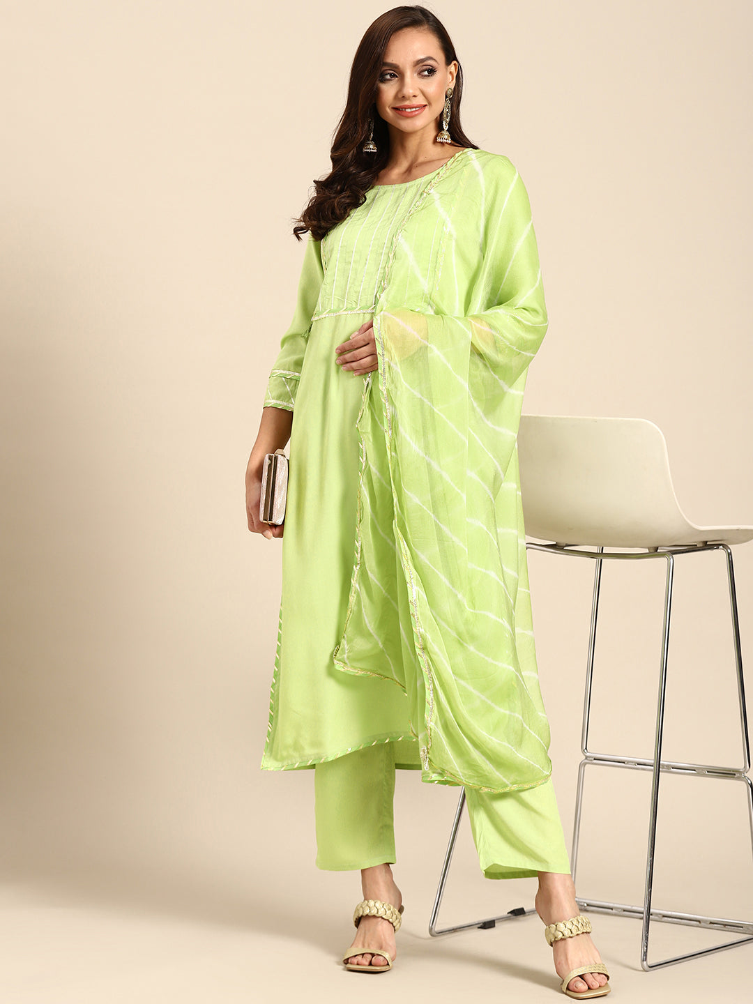 Printed Long Straight Rayon Kurta Set