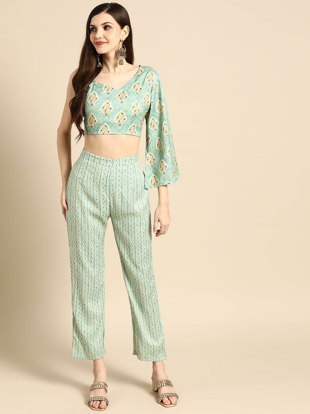 Printed Top Straight Cotton Blend kurta Set