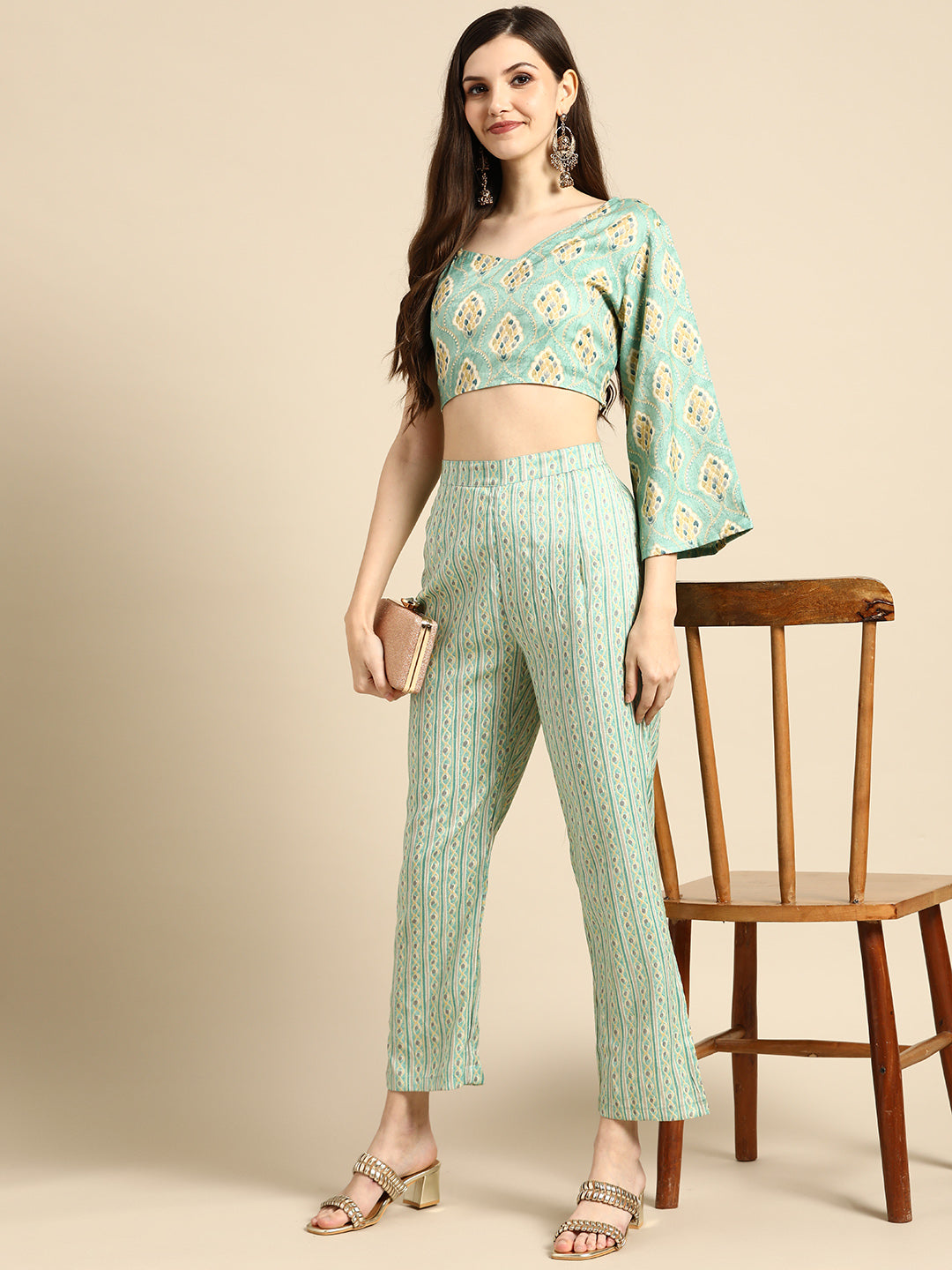 Printed Top Straight Cotton Blend kurta Set
