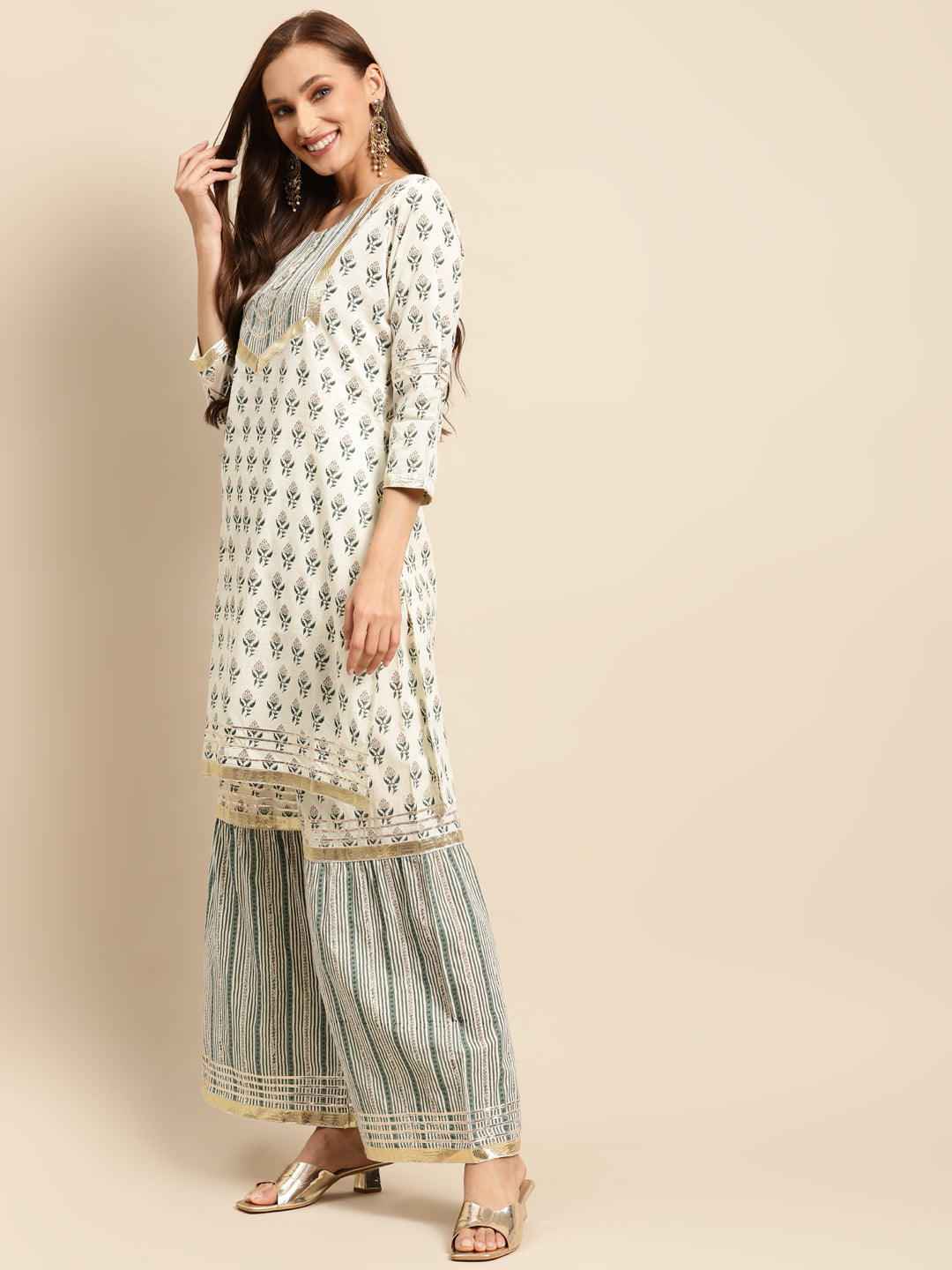 Printed Long Straight Cotton kurta Set
