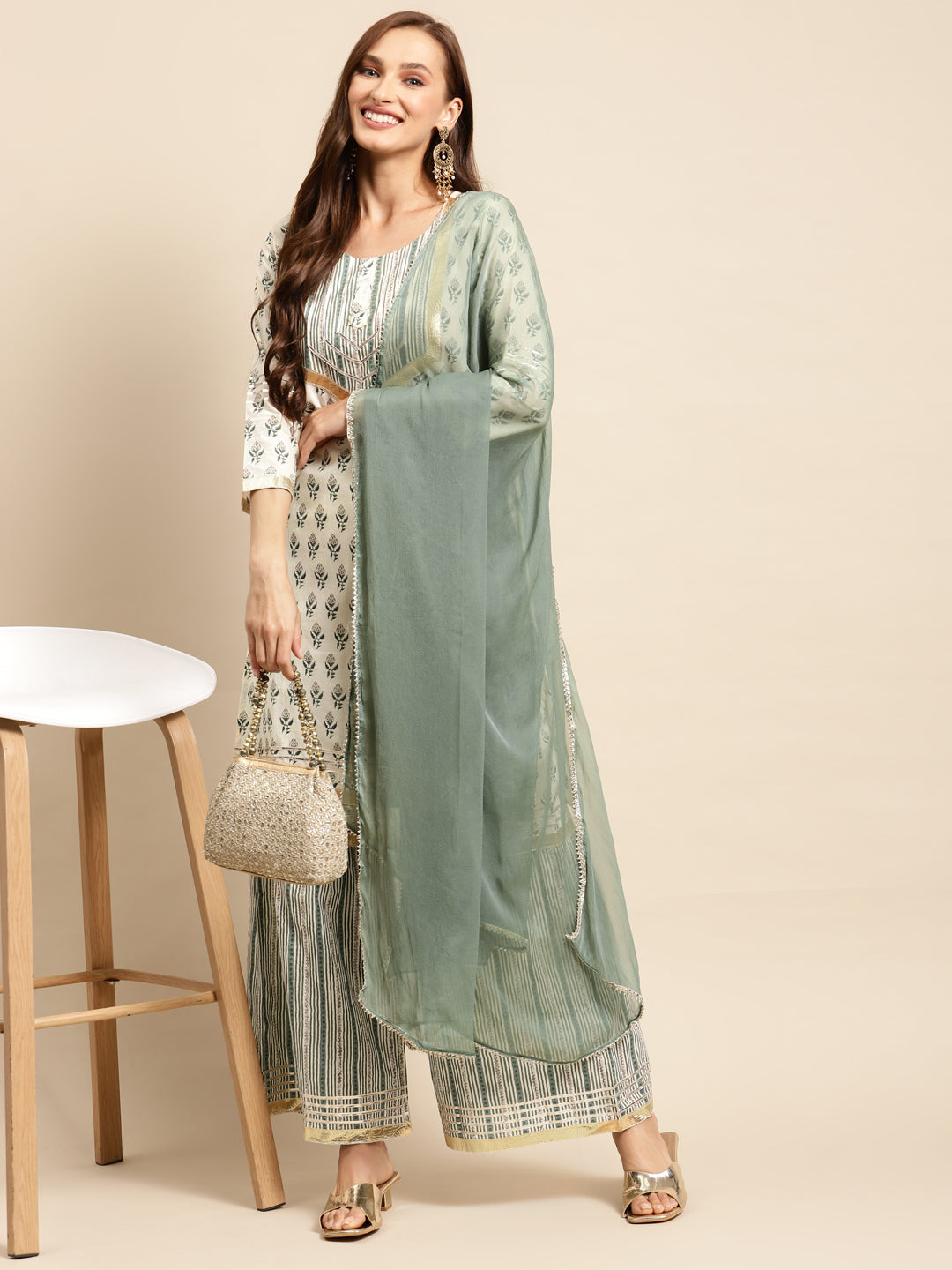 Printed Long Straight Cotton kurta Set
