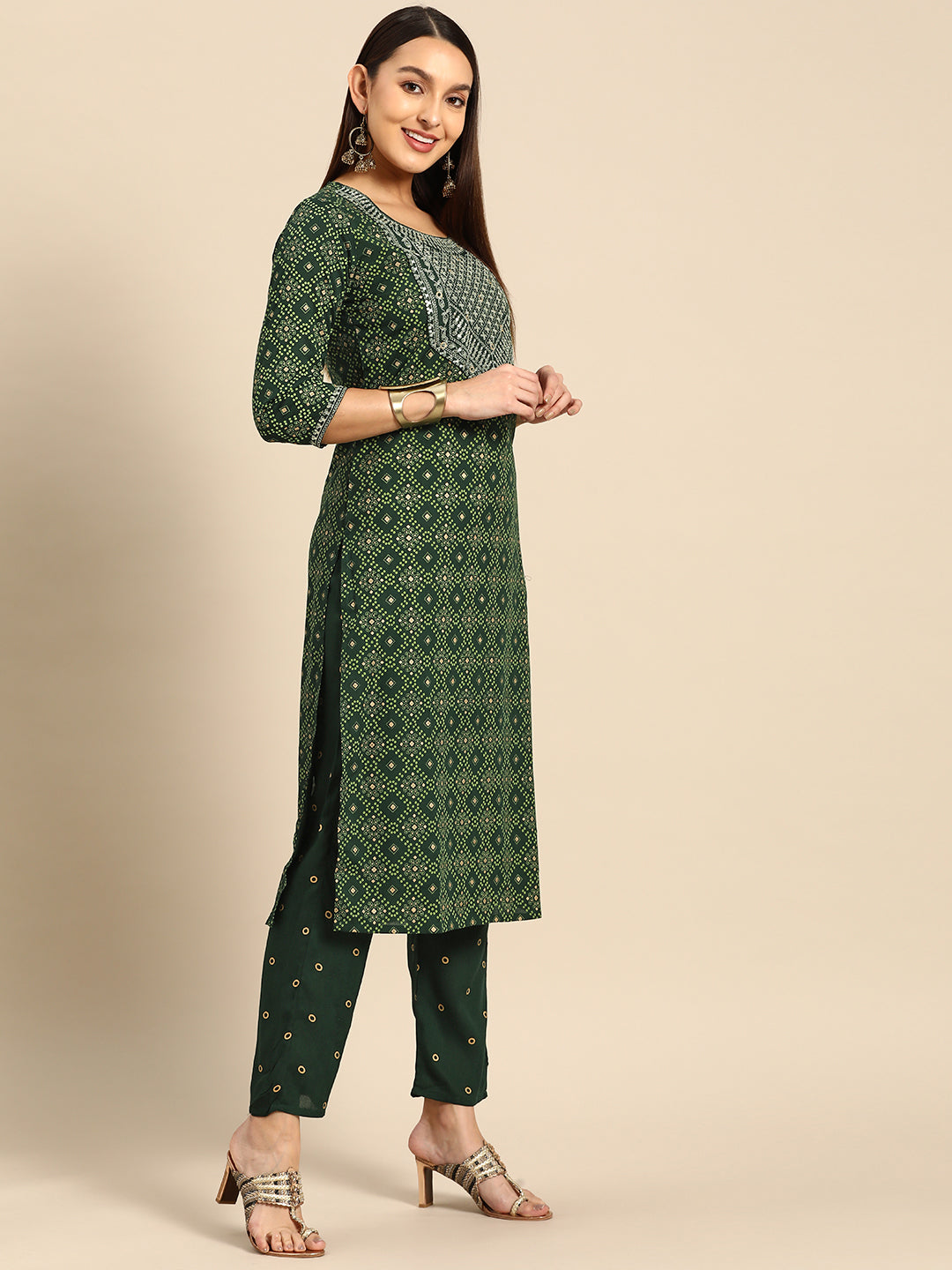Embroidered Long Straight Rayon kurta Set
