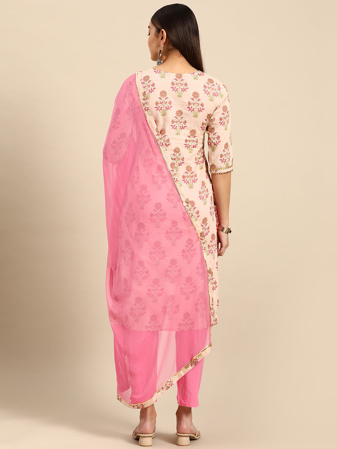 Embroidered Long Straight Cotton kurta Set