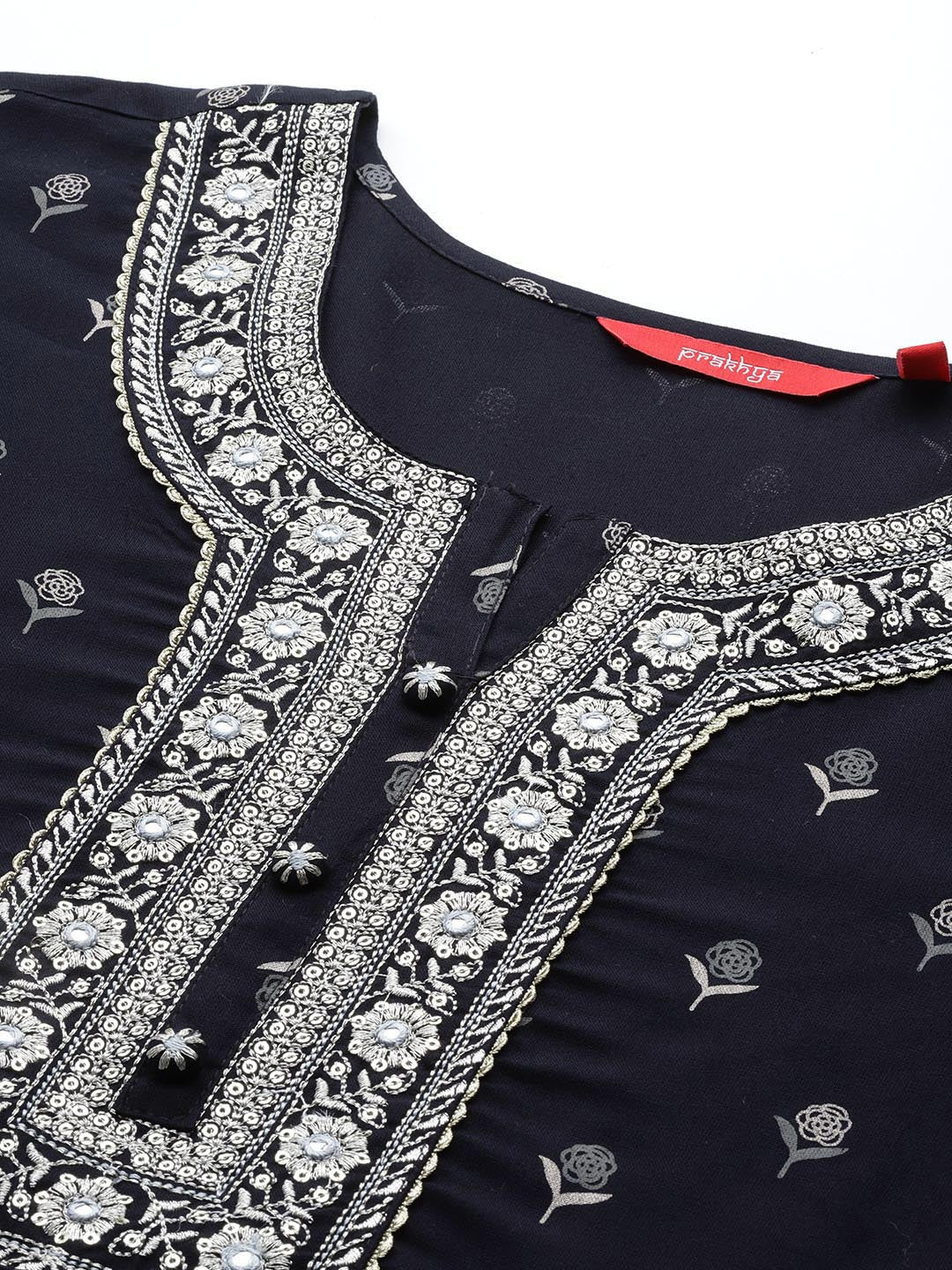 Embroidered Long Straight Rayon kurta Set