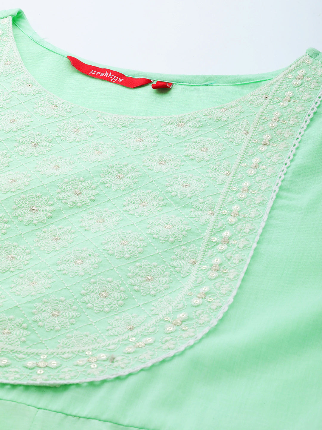 Embroidered Long A-line Cotton kurta Set