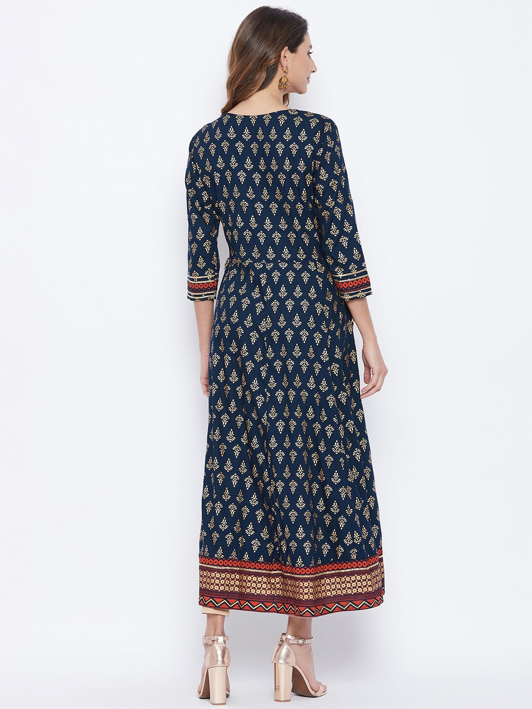A-Line Viscose Rayon Three-Quarter Sleeves Kurta