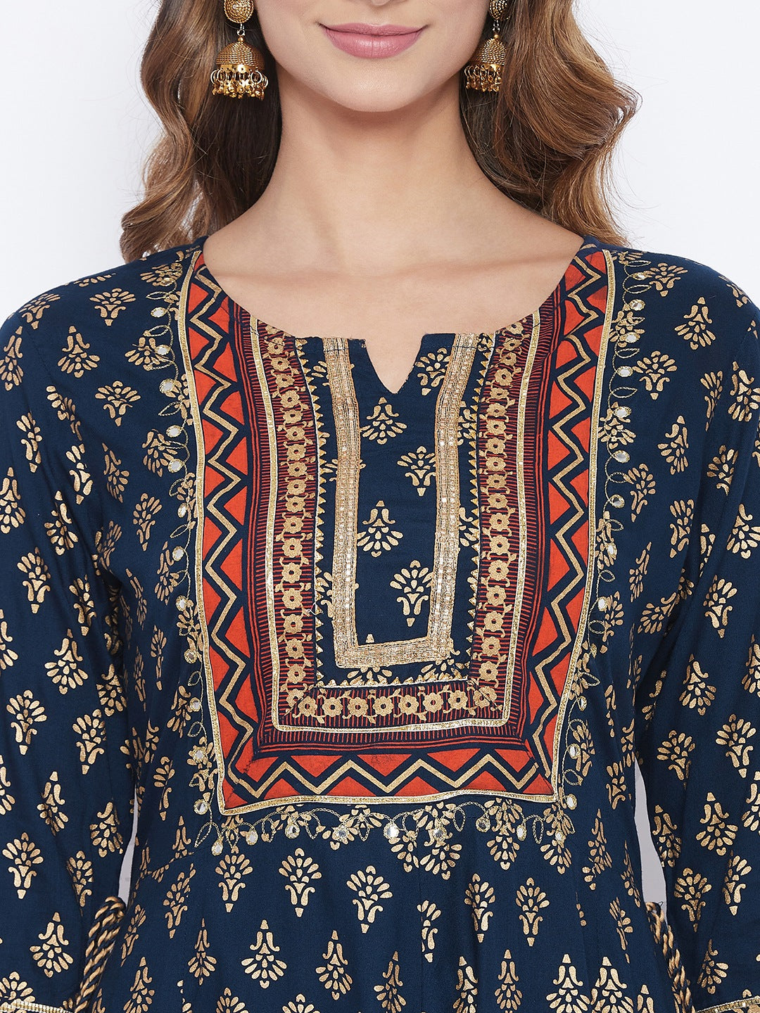 A-Line Viscose Rayon Three-Quarter Sleeves Kurta