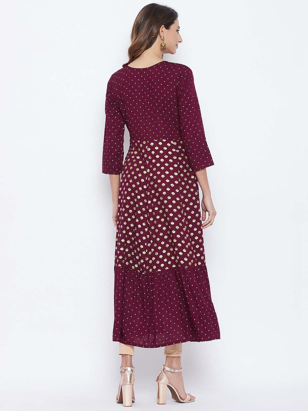 A-Line Viscose Rayon Three-Quarter Sleeves Kurta