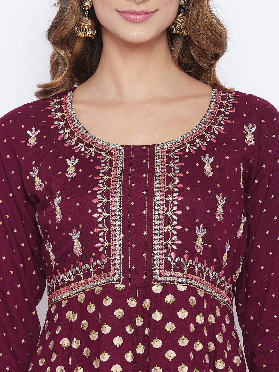 A-Line Viscose Rayon Three-Quarter Sleeves Kurta