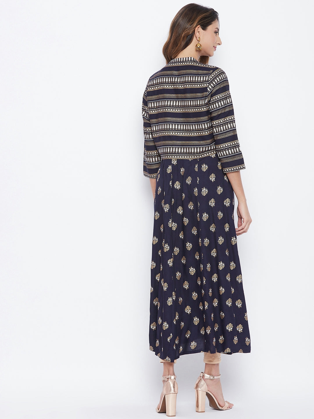 A-Line Viscose Rayon Three-Quarter Sleeves Kurta