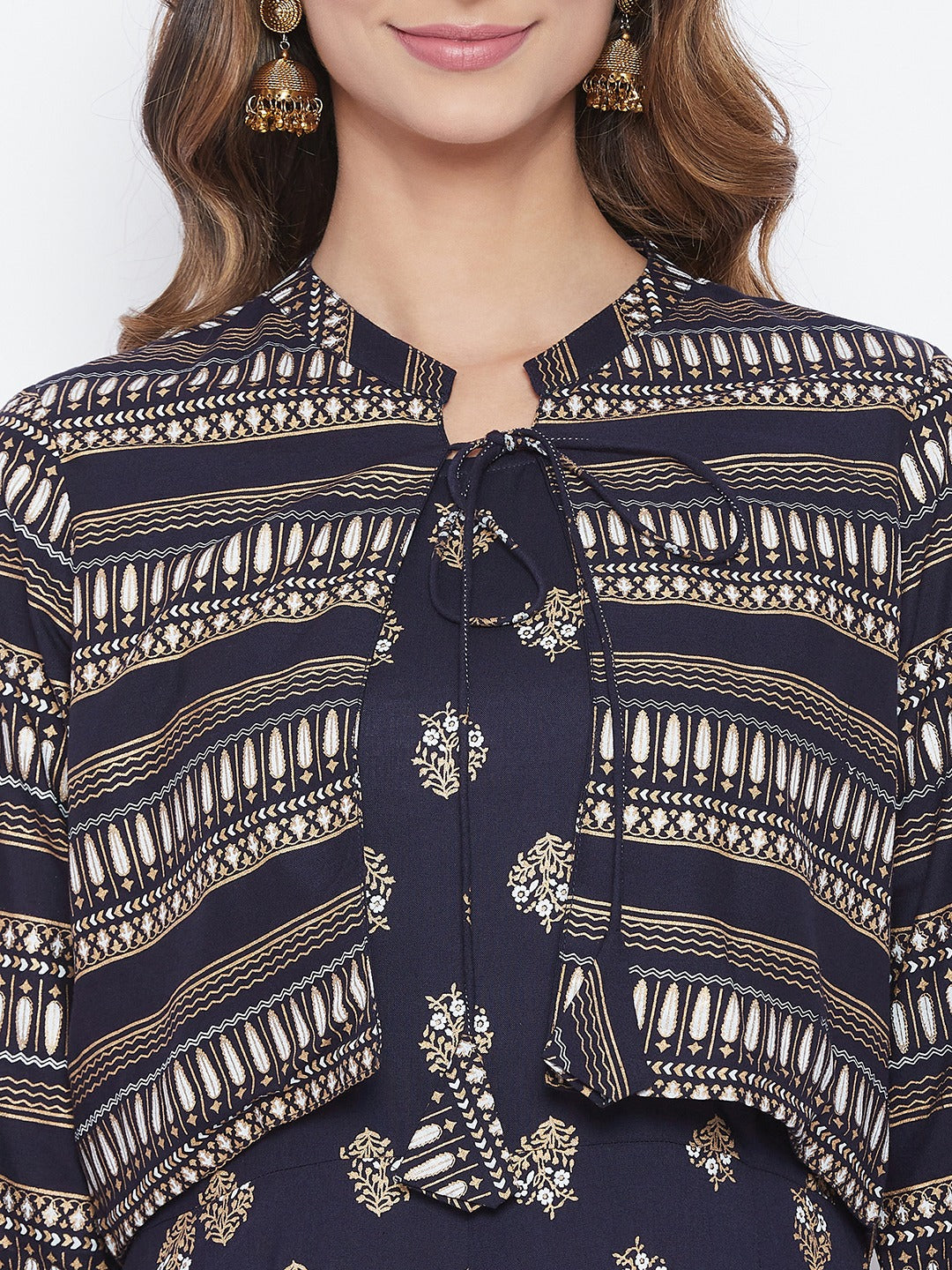 A-Line Viscose Rayon Three-Quarter Sleeves Kurta