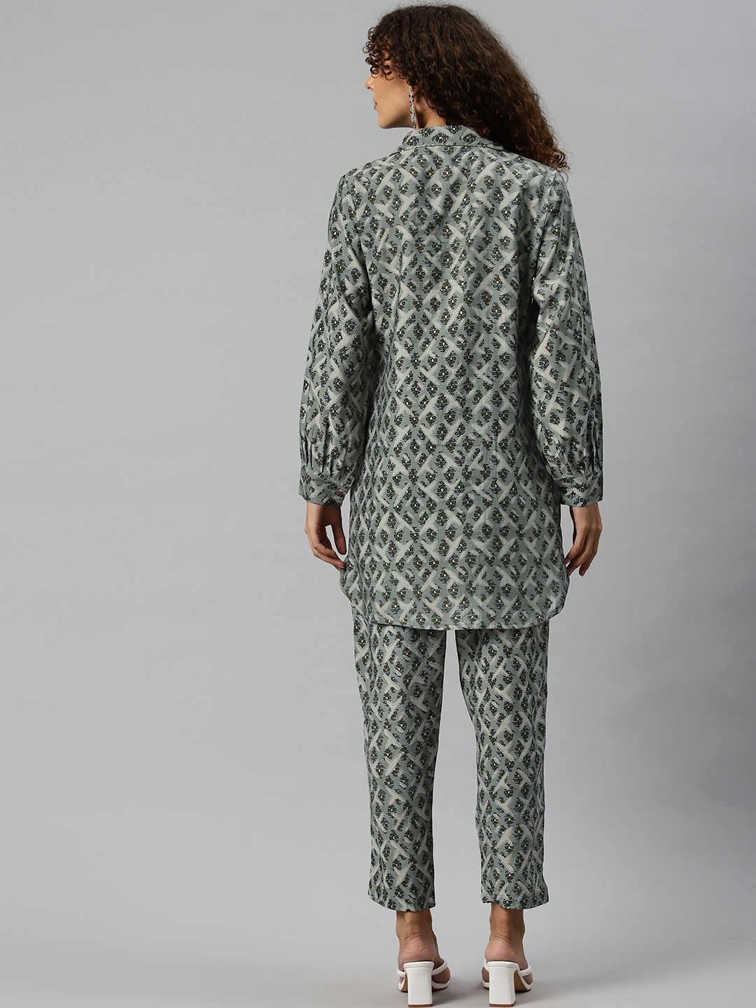 A Line Style Silk Fabric Grey Color Co-Ord Set