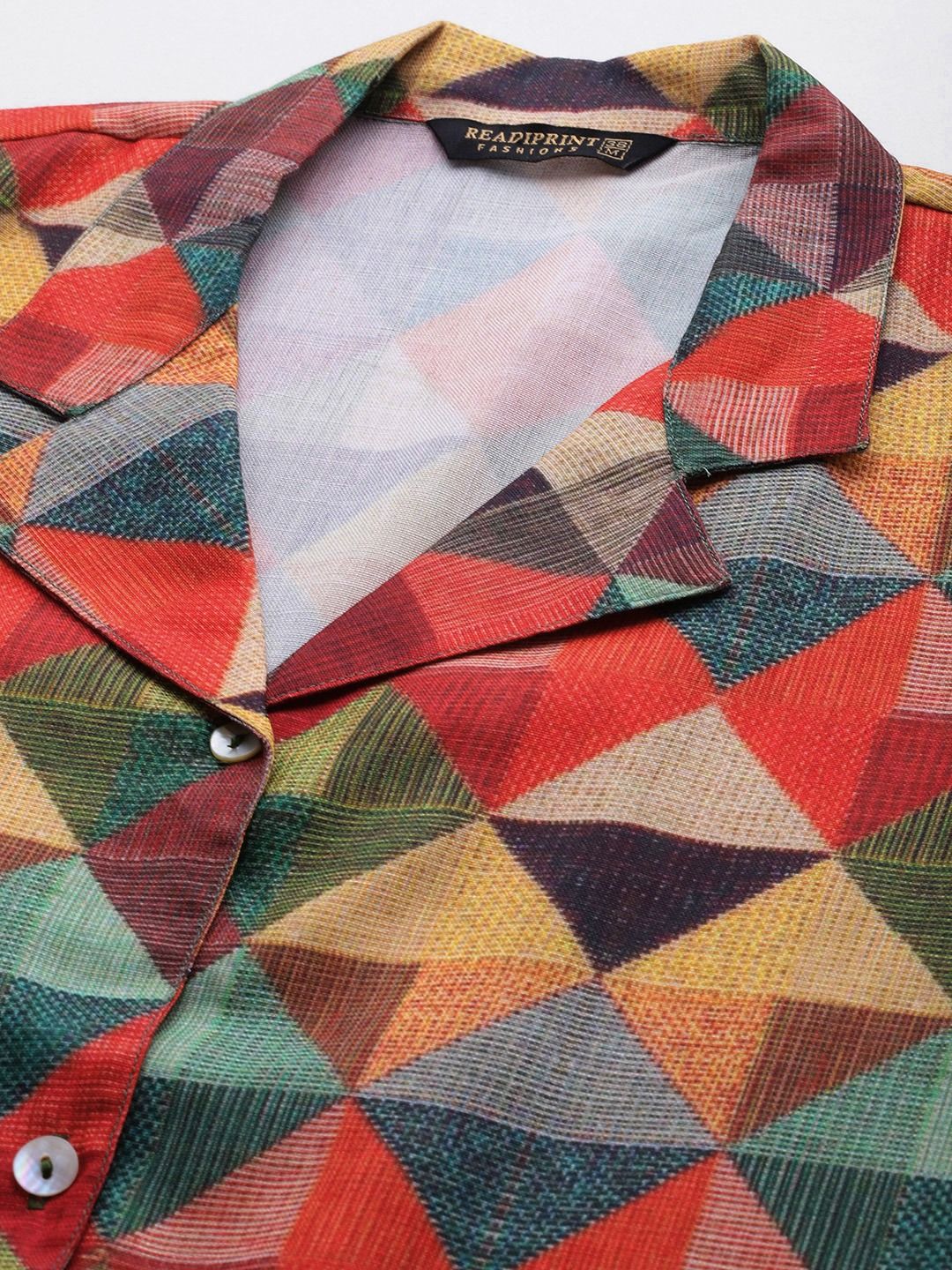 Shirt Style Cotton Fabric Multi Color Co-Ord Set