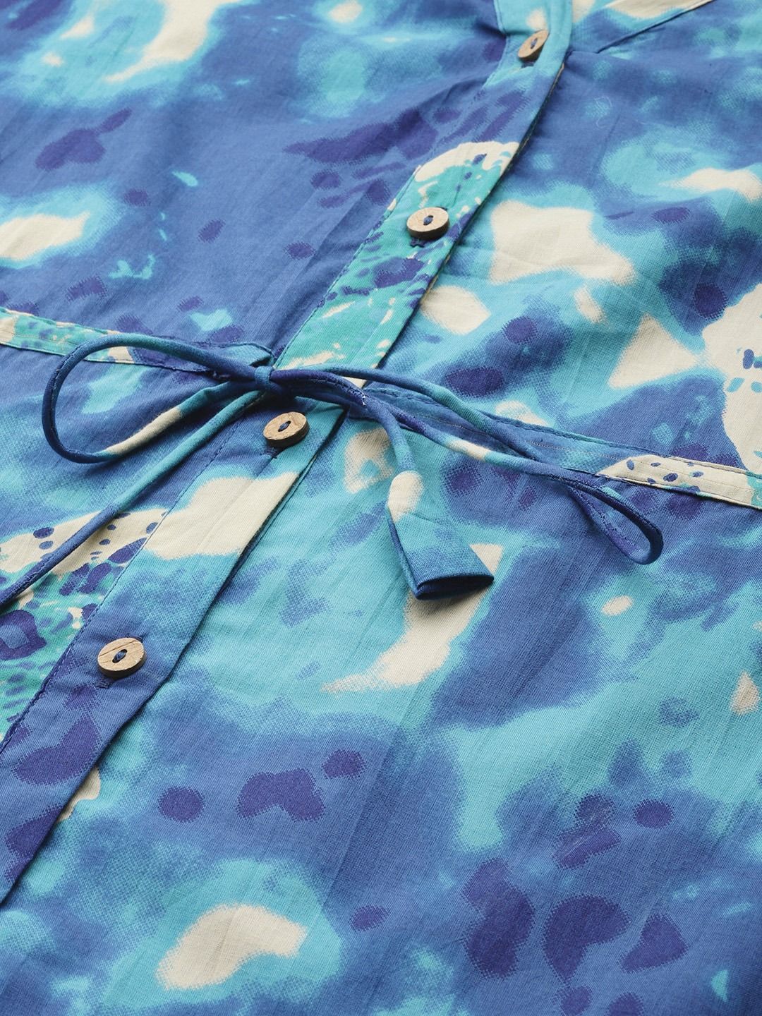Shirts Style Cotton Fabric Blue Color Co-Ord Set