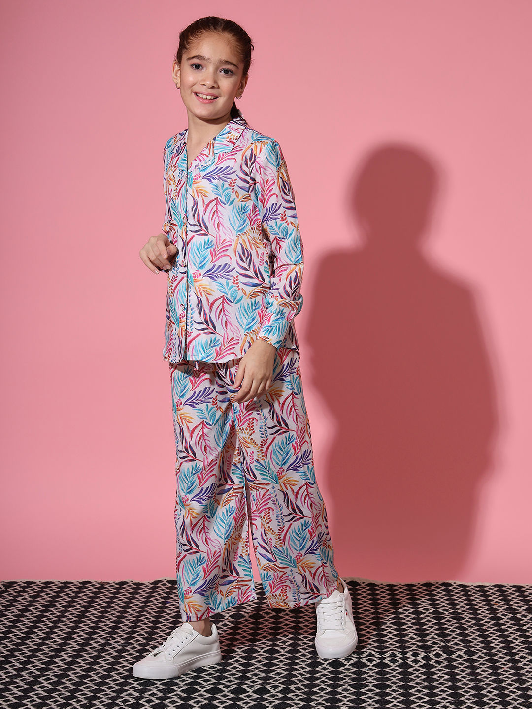 Shirt Style Cotton Fabric Multi Color Co-Ord Set