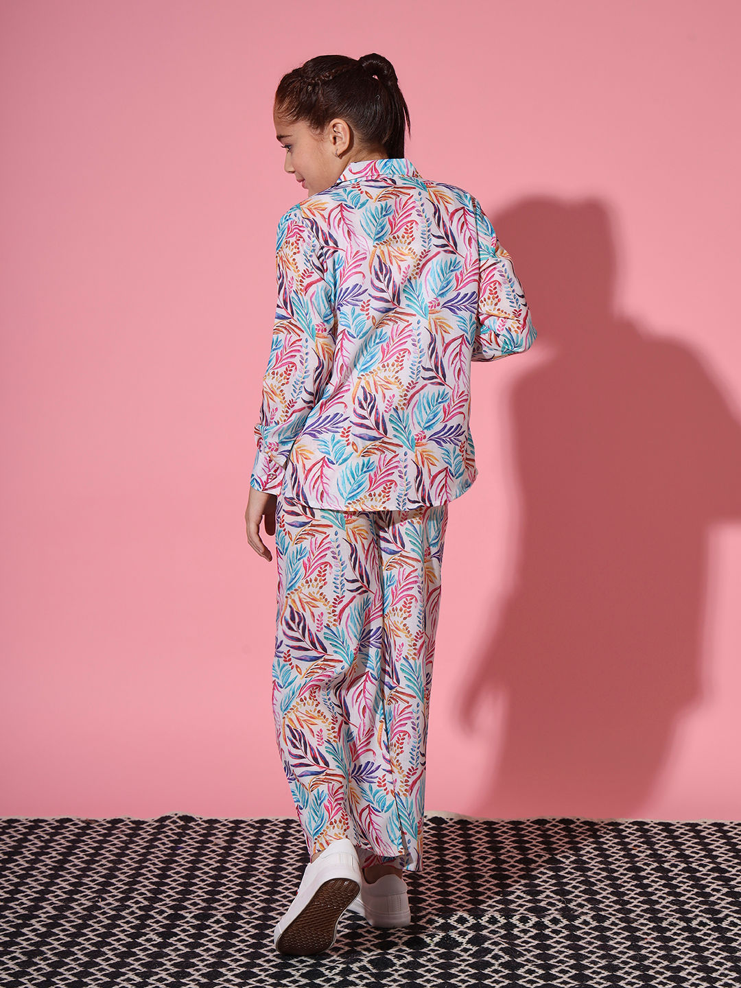 Shirt Style Cotton Fabric Multi Color Co-Ord Set