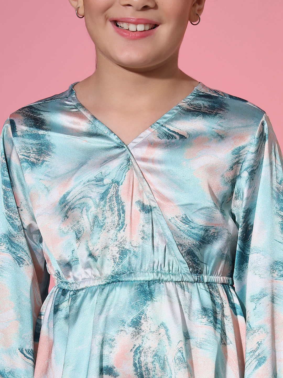 Peplum Style Satin Silk Fabric Green Color Co-Ord Set