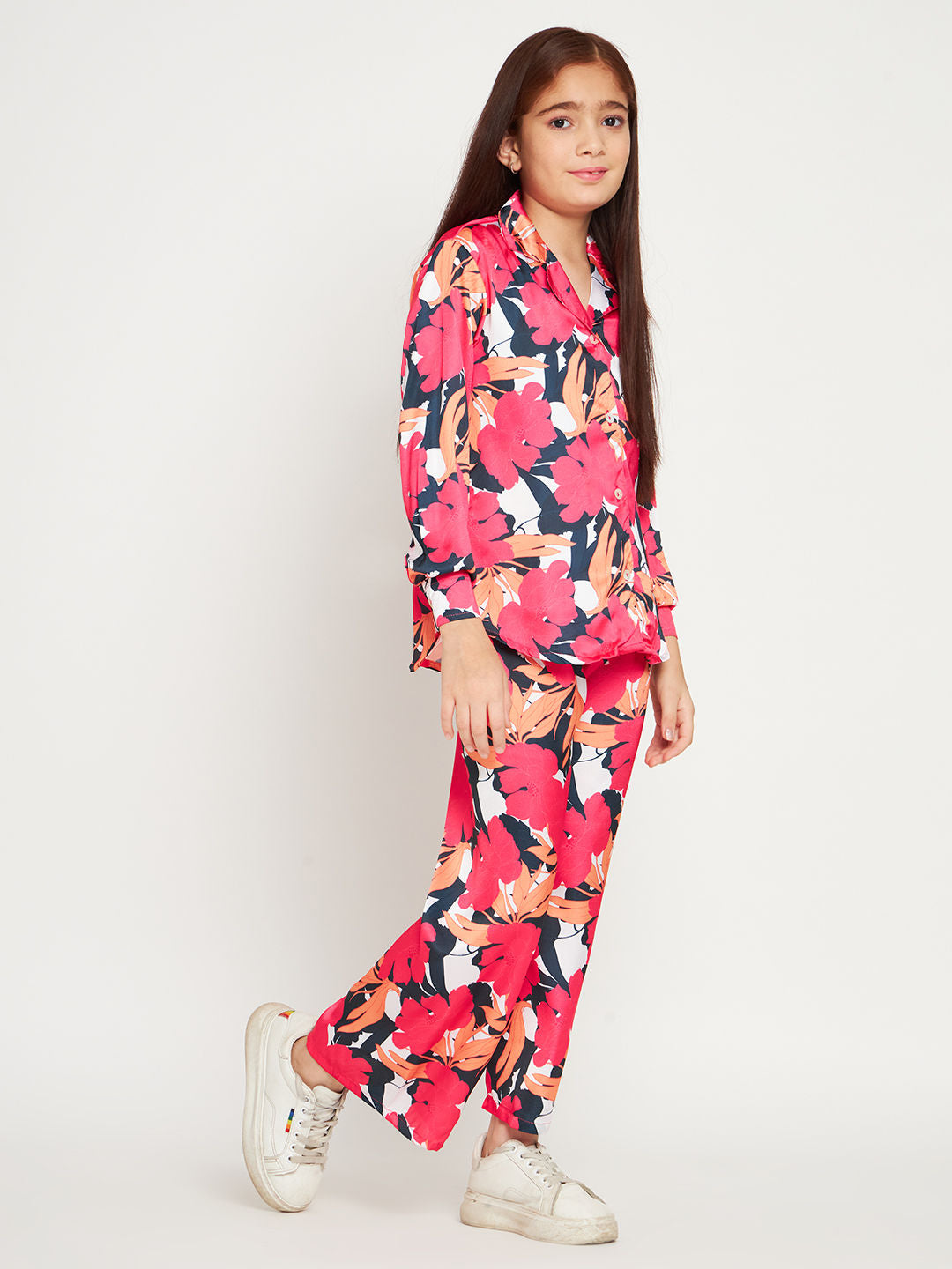 Shirts Style Satin Fabric Magenta Color Co-Ord Set