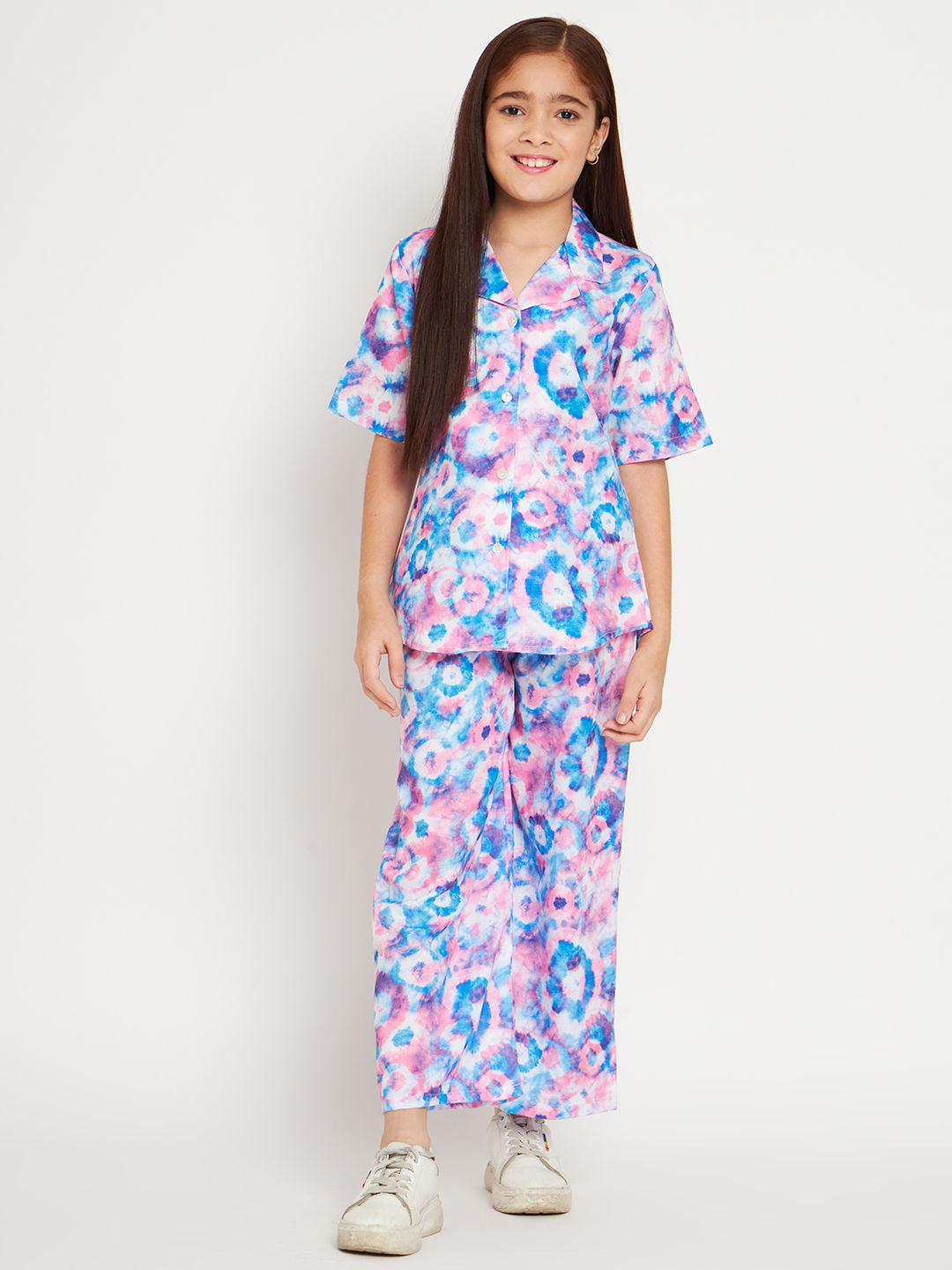 Shirts Style Cotton Fabric Blue Color Co-Ord Set