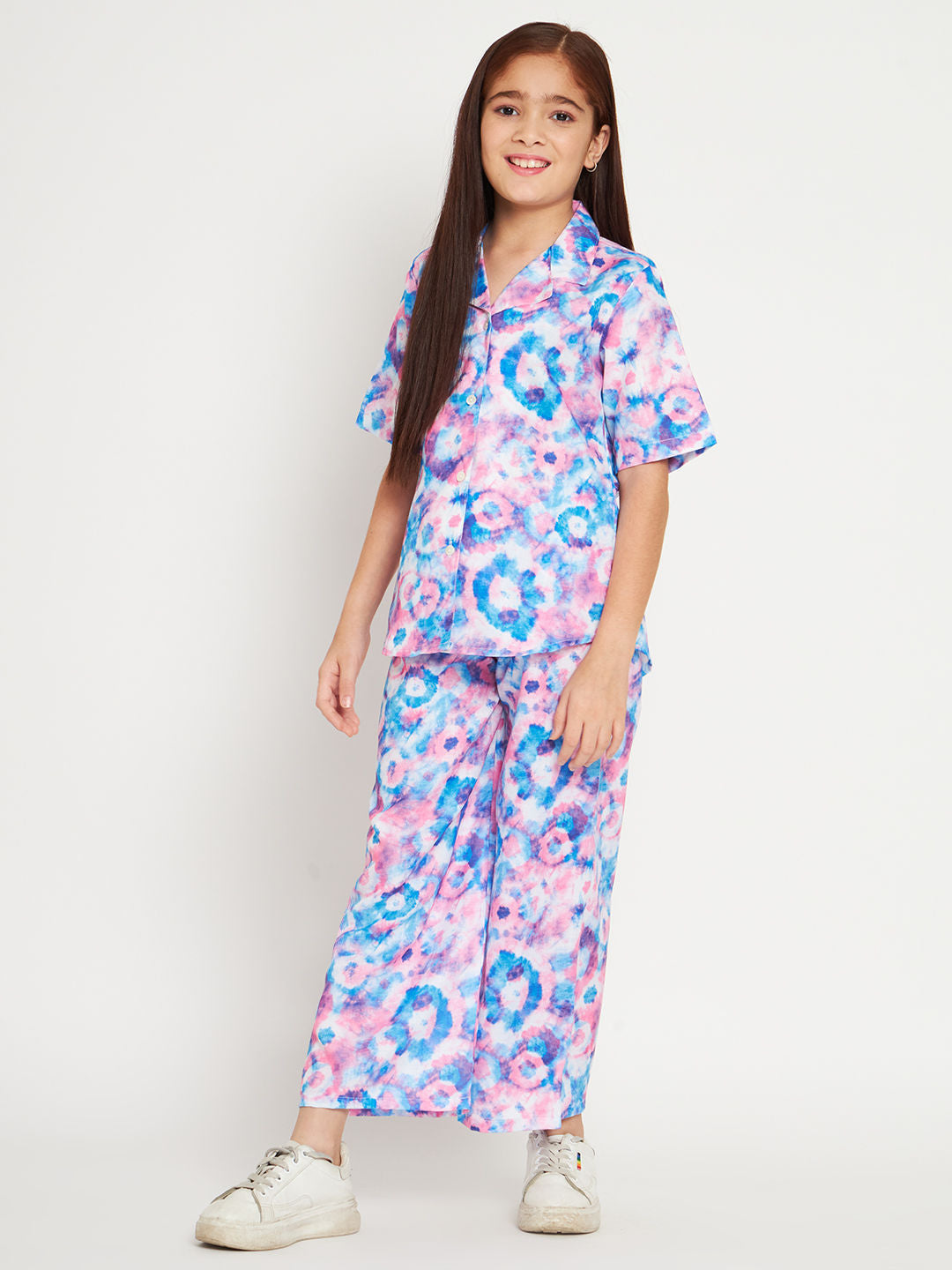 Shirts Style Cotton Fabric Blue Color Co-Ord Set