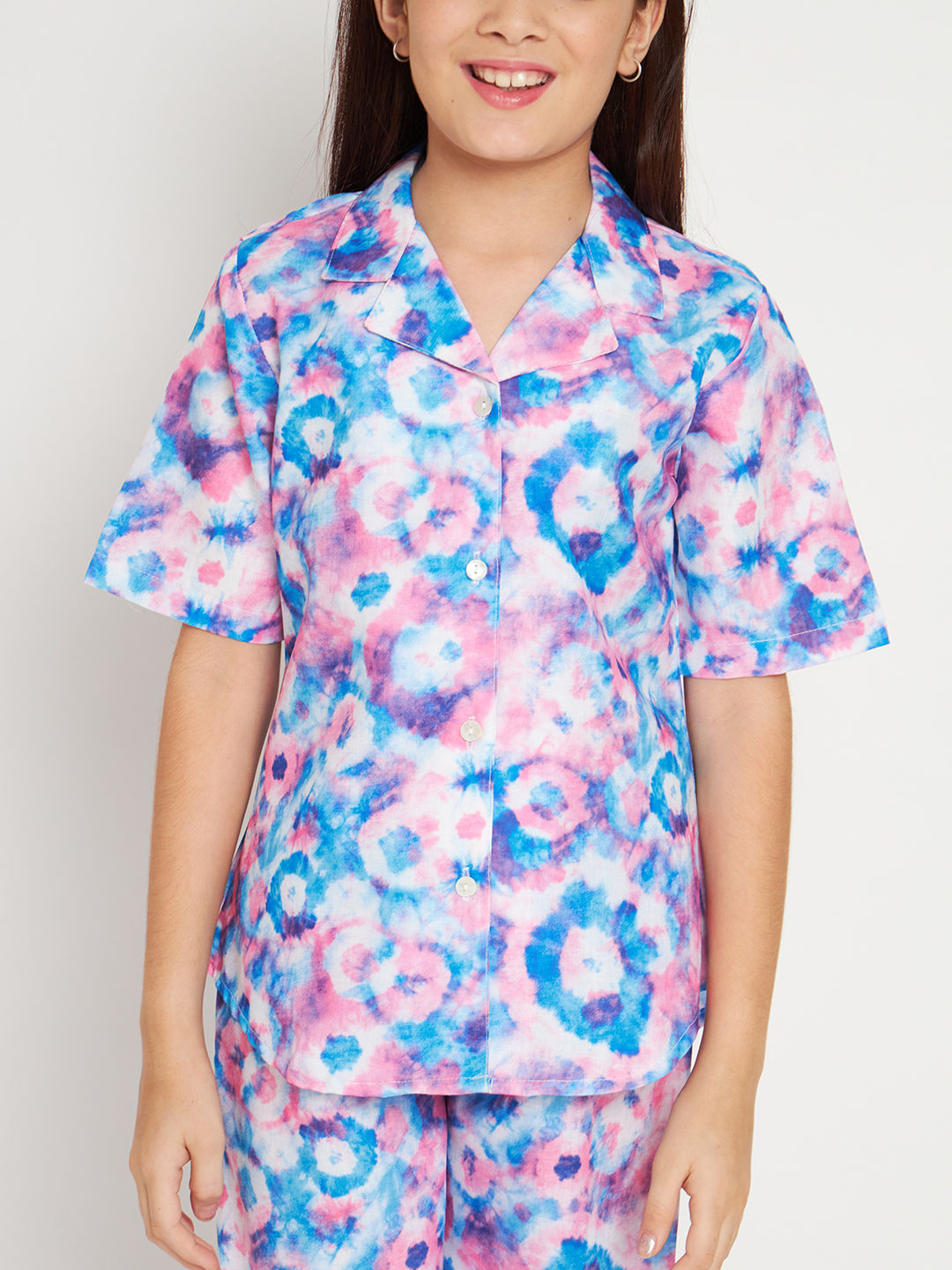 Shirts Style Cotton Fabric Blue Color Co-Ord Set