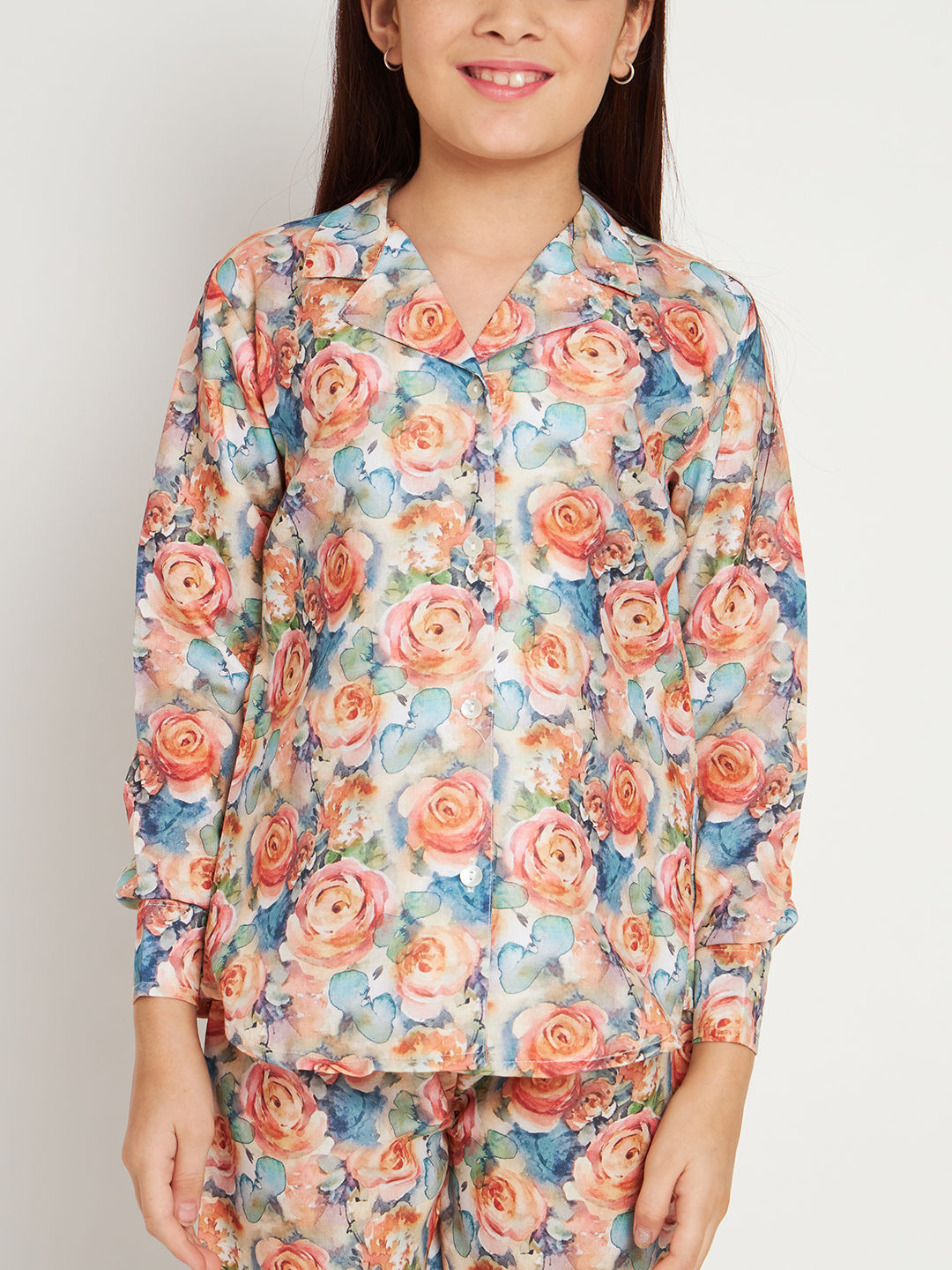 Shirts Style Cotton Fabric Peach Color Co-Ord Set
