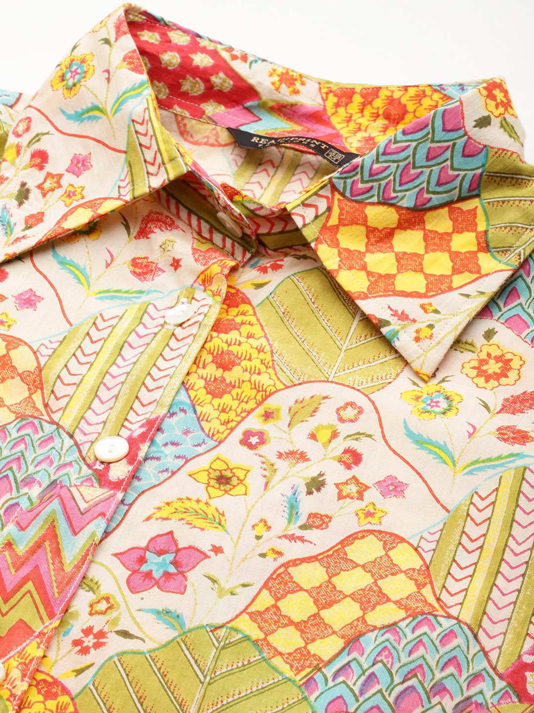 Shirt Style Cotton Fabric Green Color Co-Ord Set