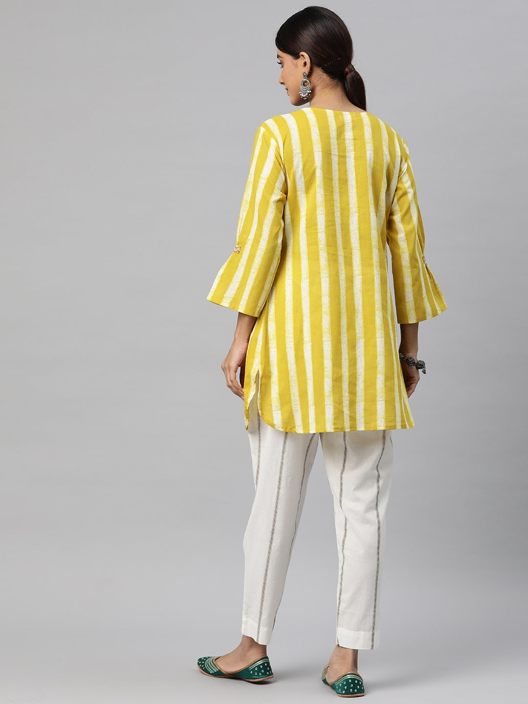 A Line Style Cotton Fabric Yellow Color Co-Ord Set