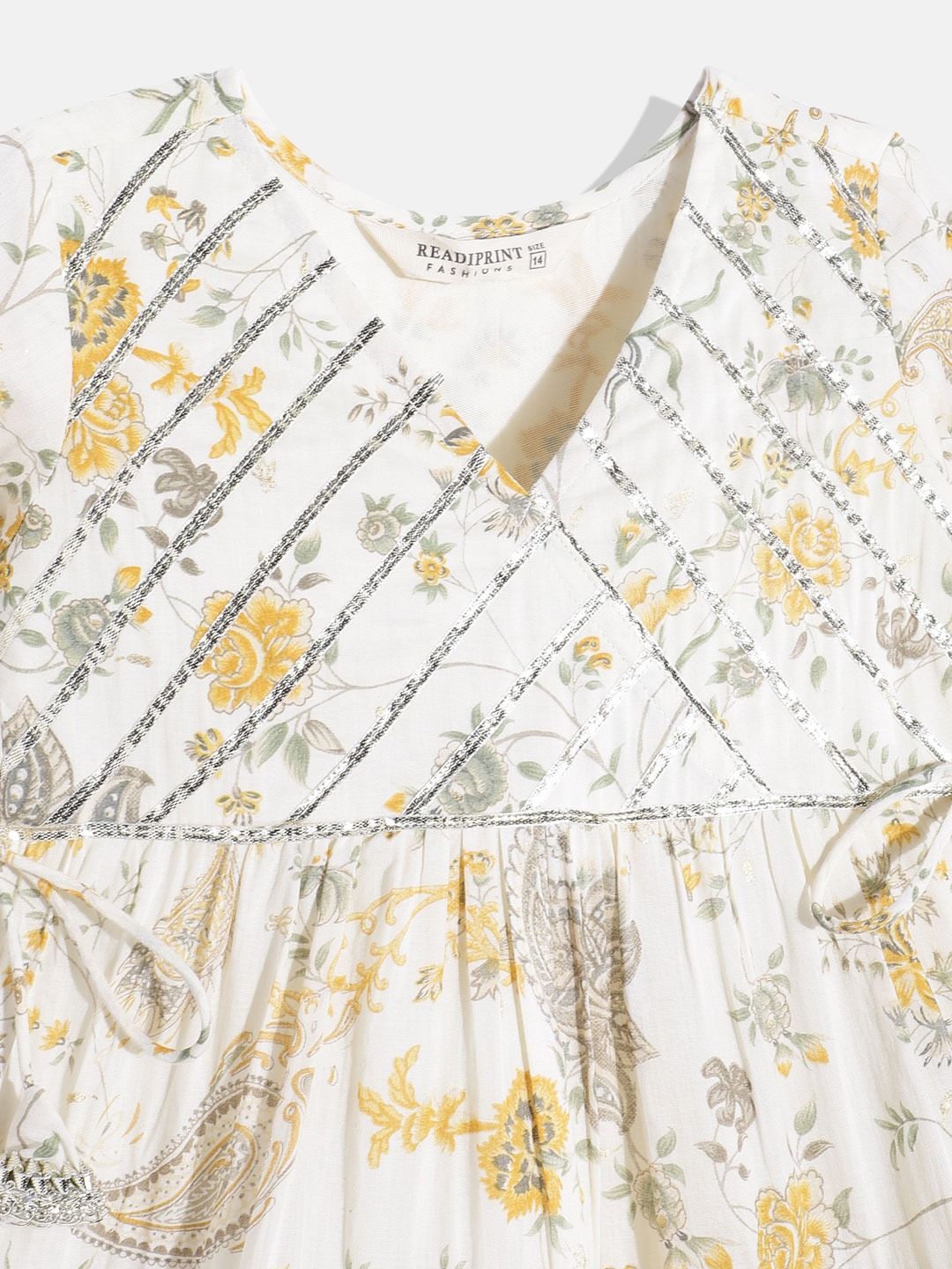 Cotton Fabric Cream Color Tiered Dress