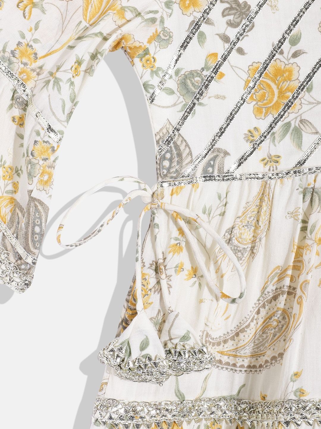 Cotton Fabric Cream Color Tiered Dress