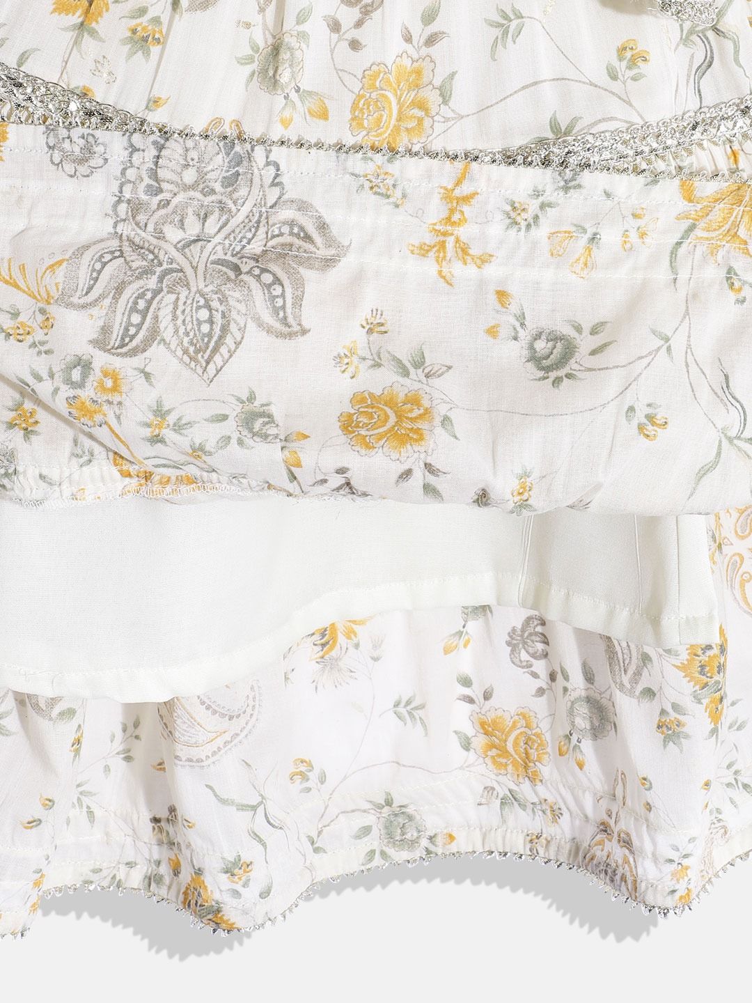 Cotton Fabric Cream Color Tiered Dress