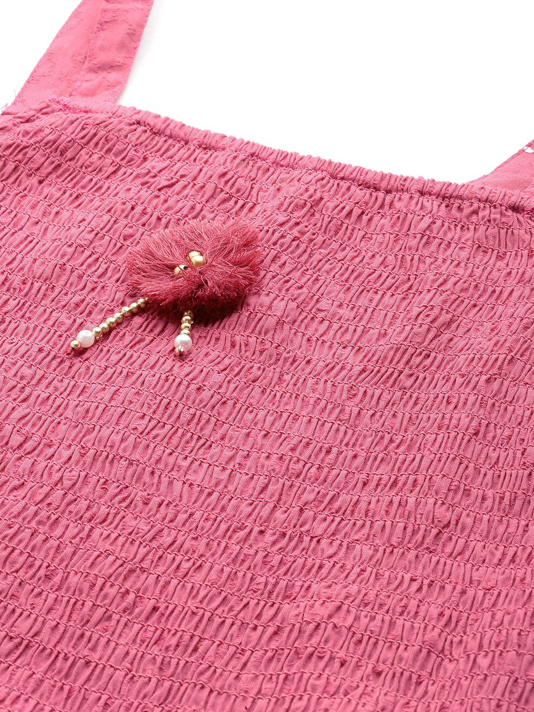 Mauve Color Cotton Fabric Tiered Dress With Jacket