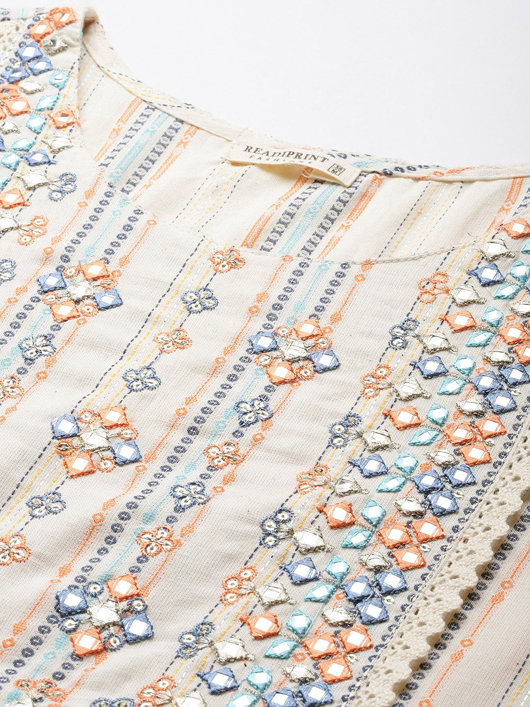 Off White Color Cotton Fabric Tiered Dress