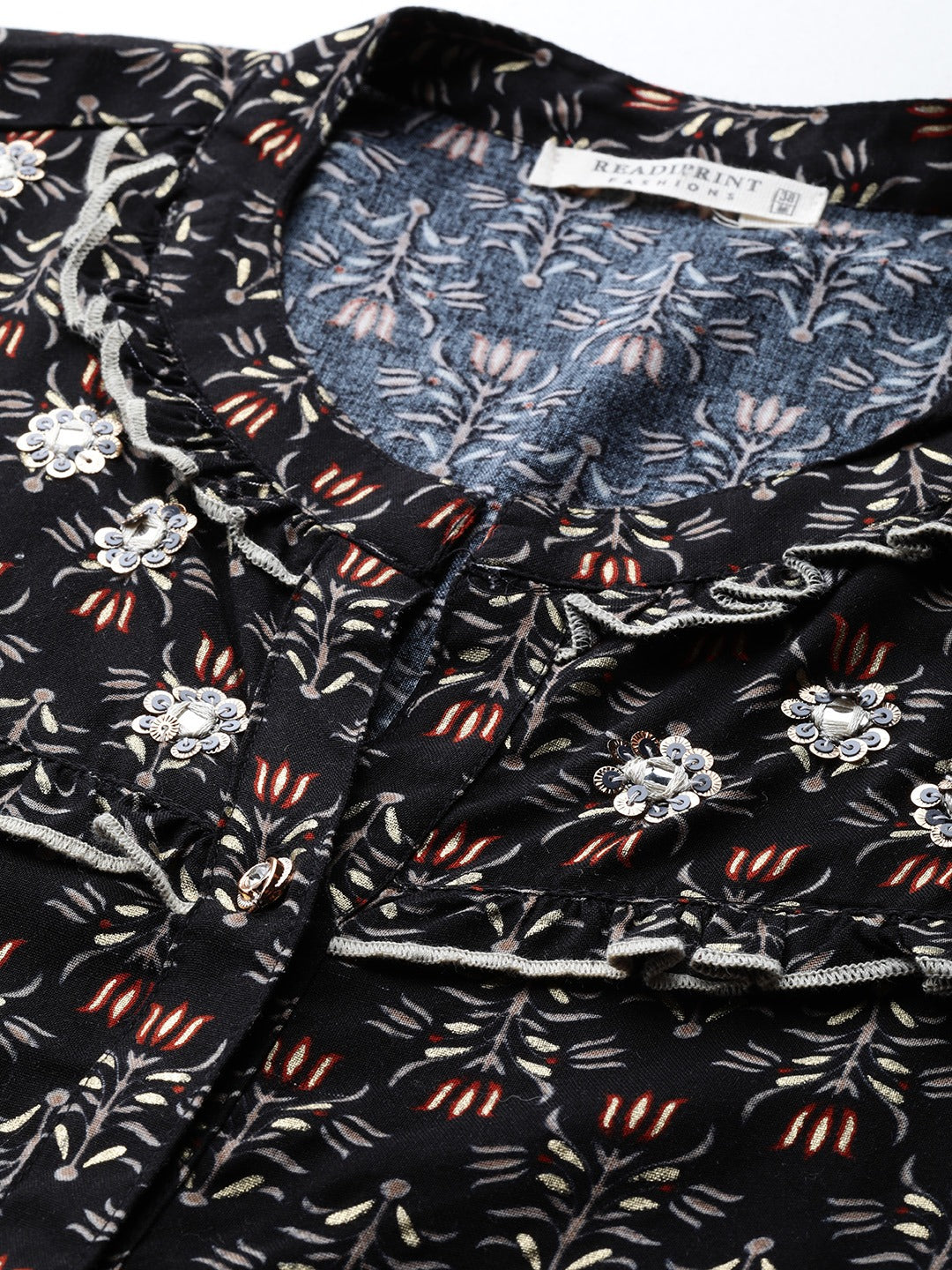 Black Color Rayon Fabric Gathered Dress