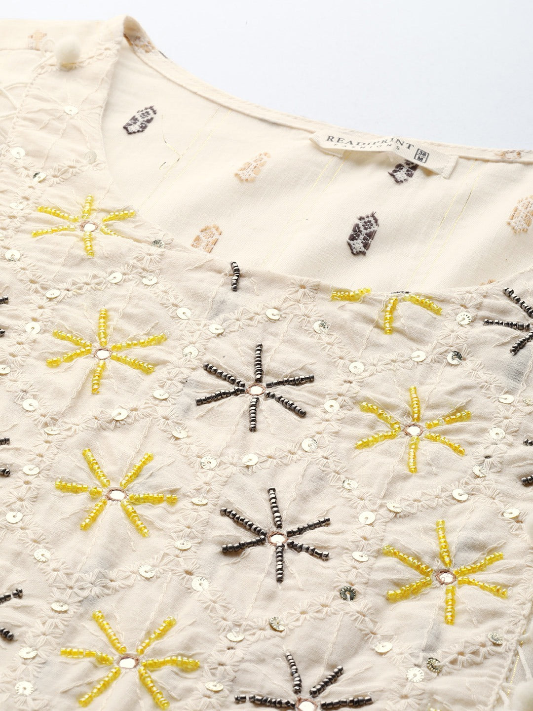 Cream Color Cotton Fabric Tiered Dress