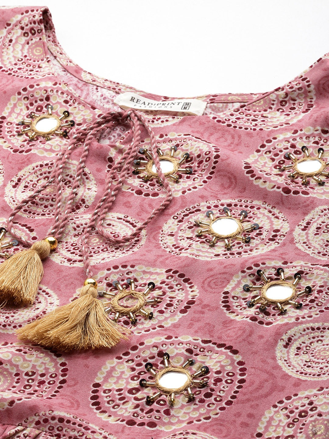 Pink Color Rayon Fabric Gathered Dress