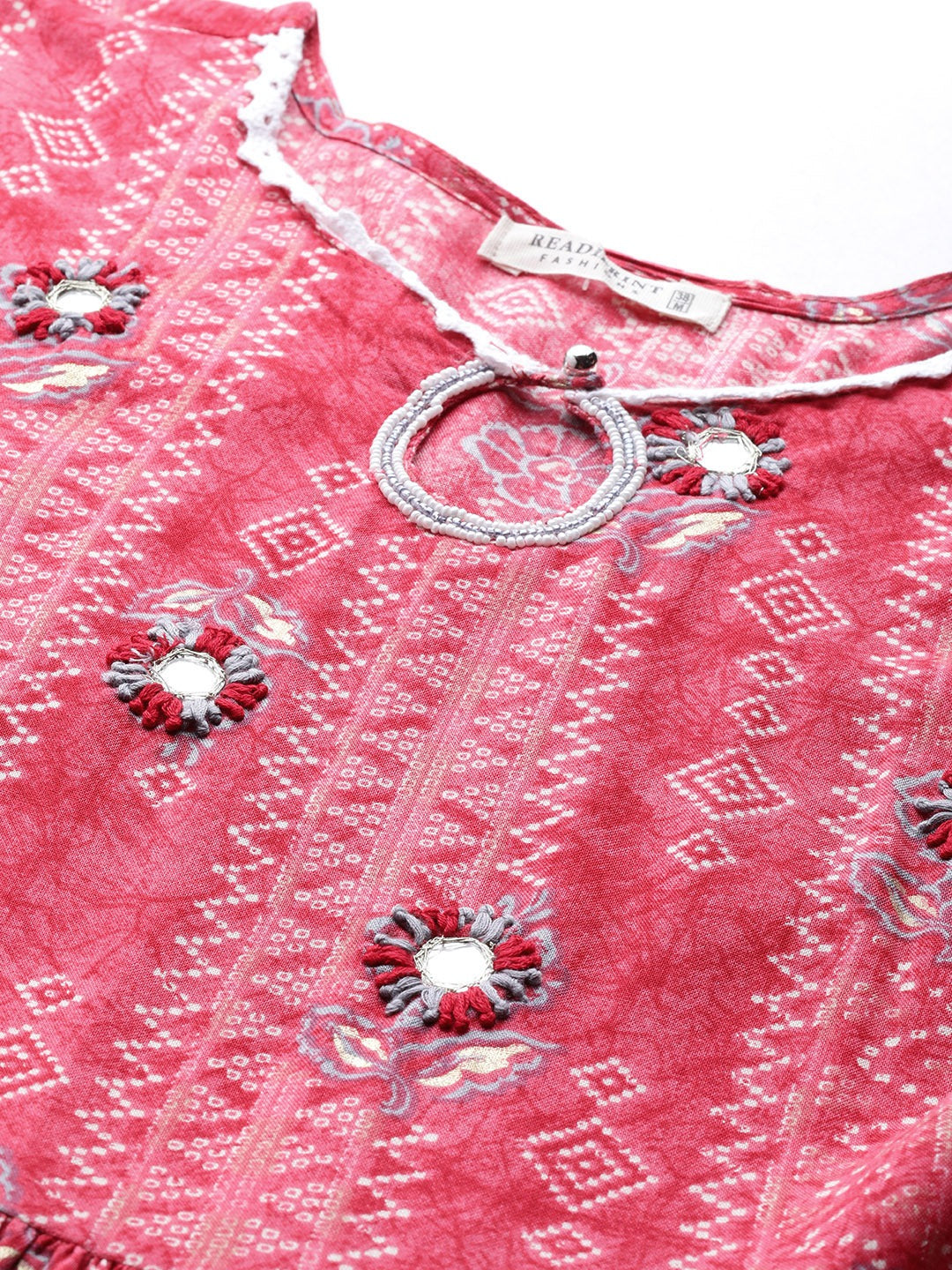 Pink Color Rayon Fabric Gathered Dress