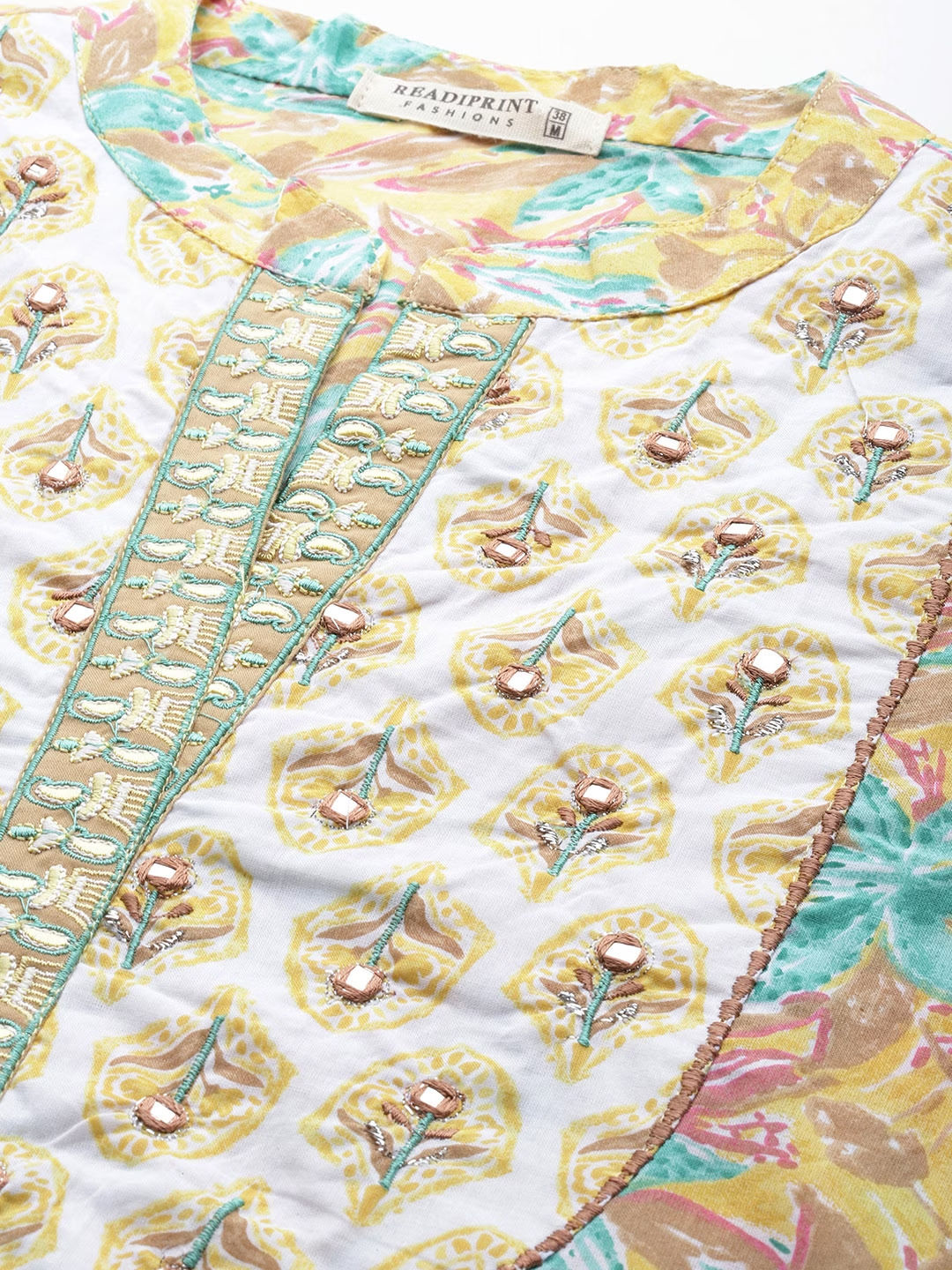 Straight Style Cotton Fabric Yellow Color Kurta And Palazzo With Dupatta