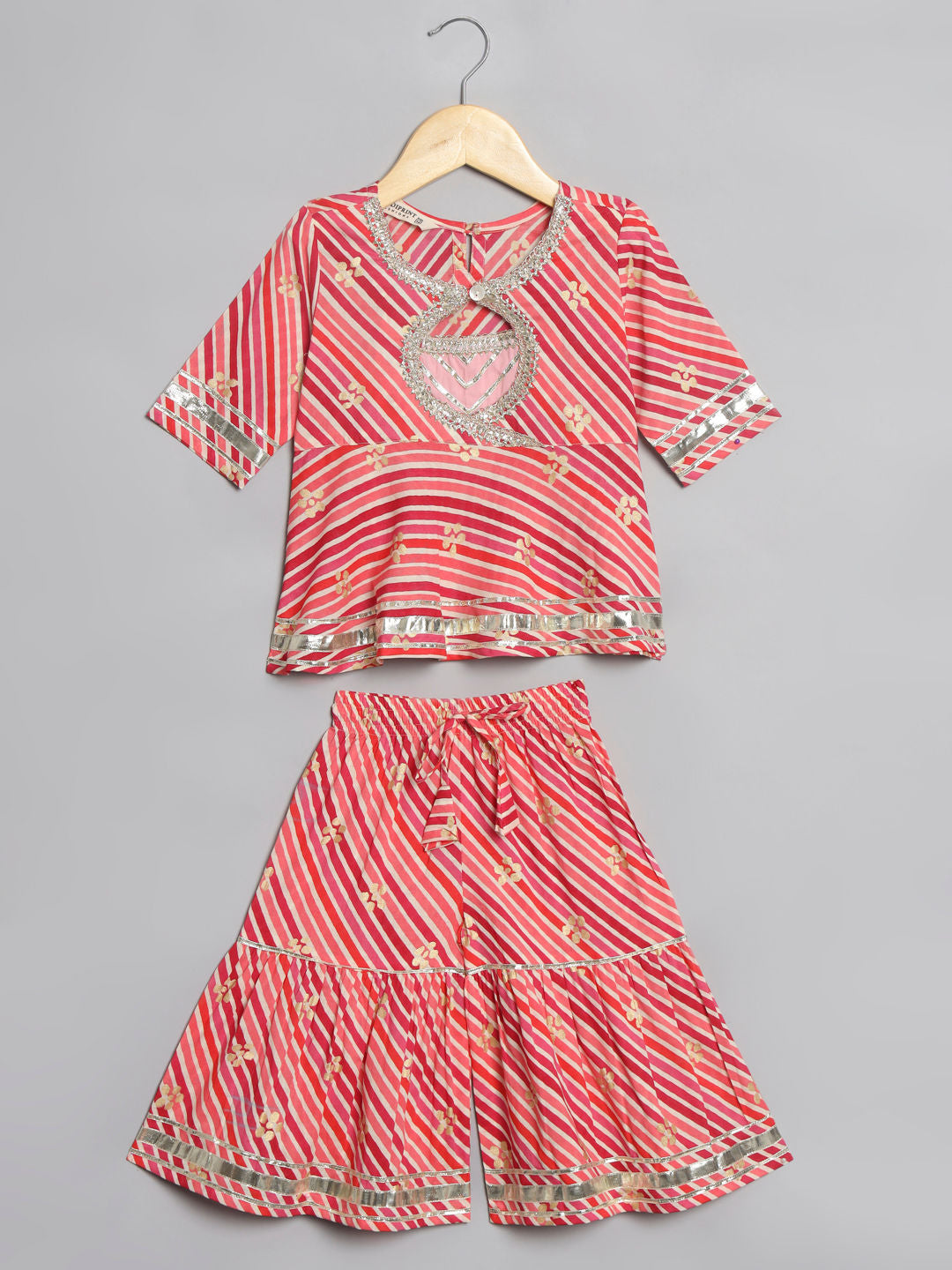 Frock Style Cotton Fabric Maroon Color Kurti And Sharara