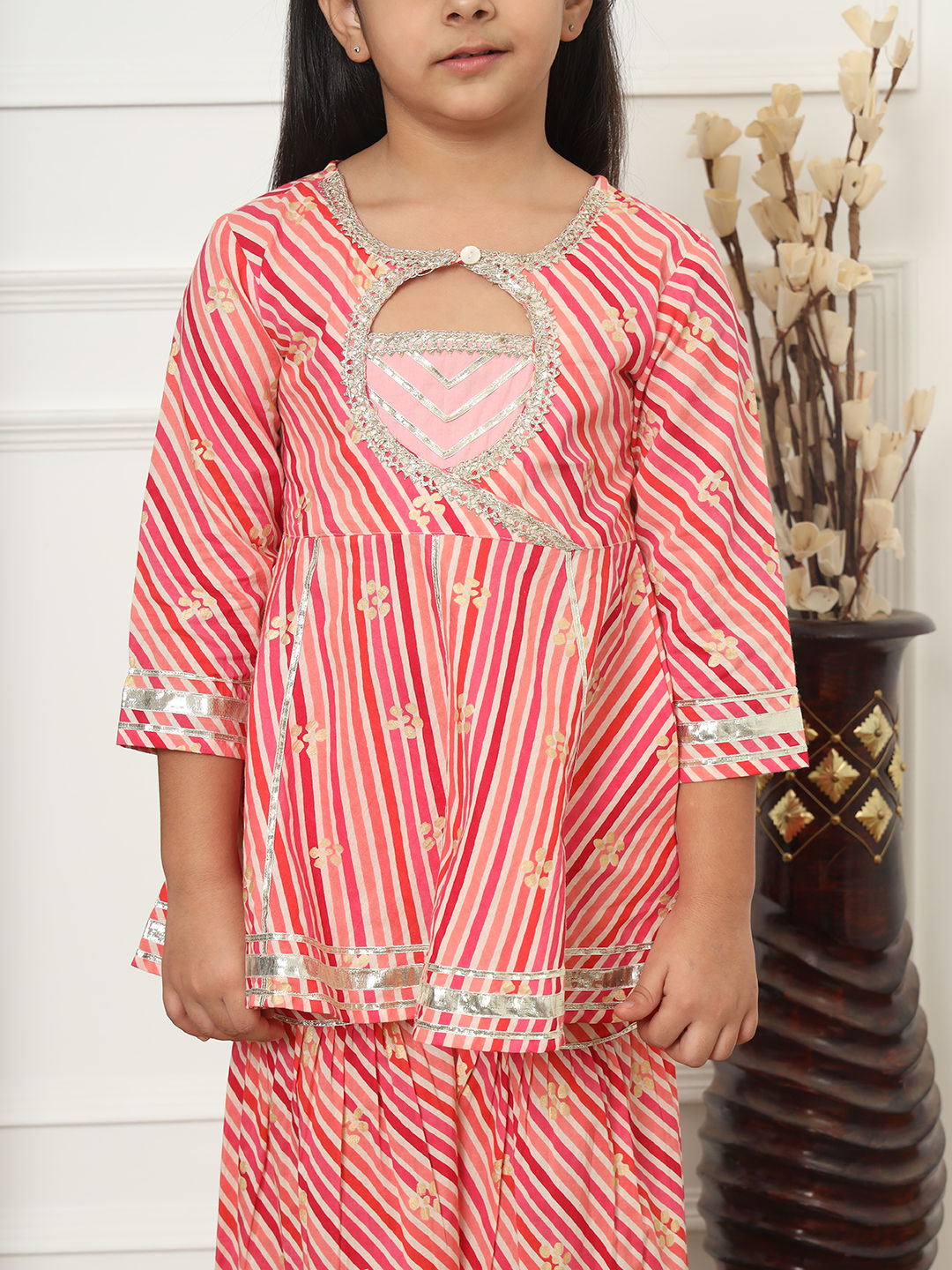 Frock Style Cotton Fabric Maroon Color Kurti And Sharara