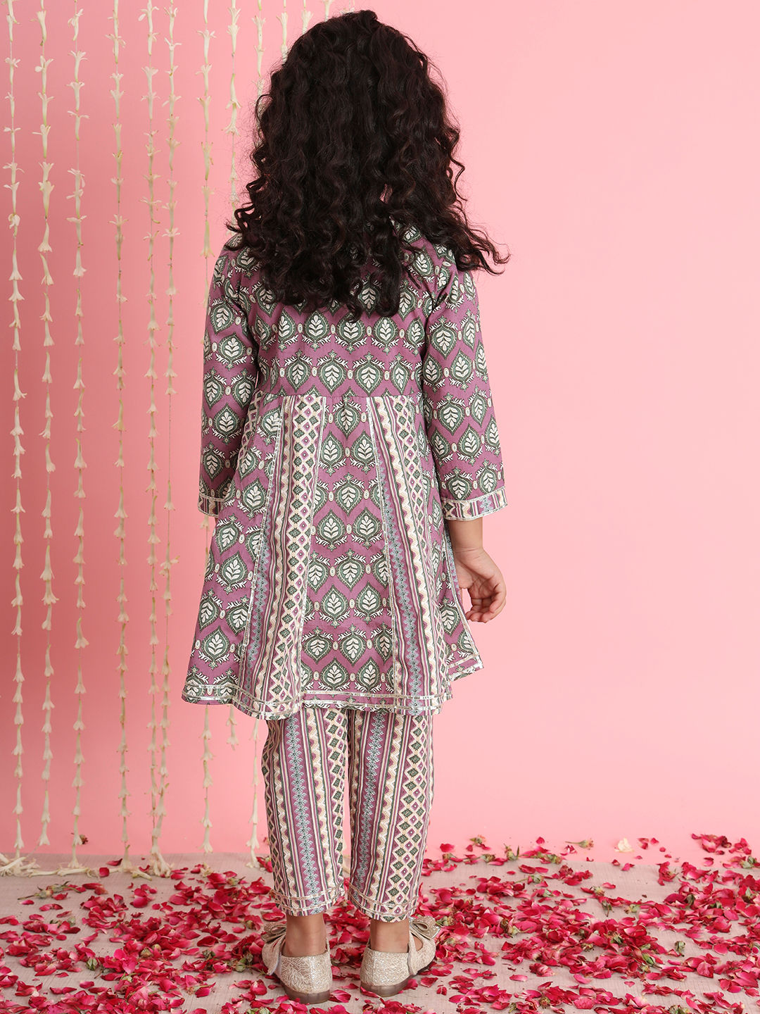 Frock Style Cotton Fabric Purple Color Kurti And Palazzo