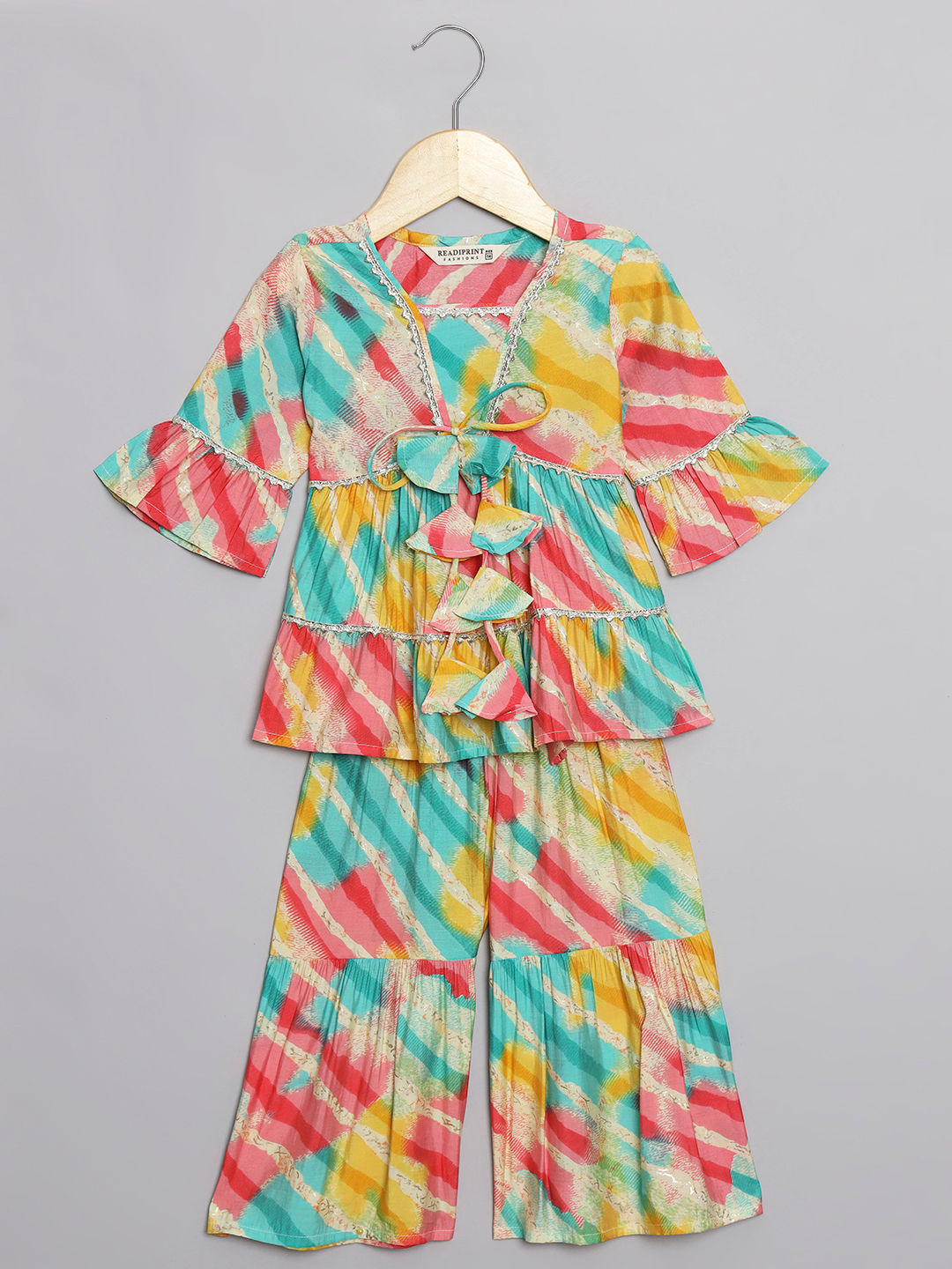 Frock Style Cotton Fabric Yellow Color Kurti And Sharara