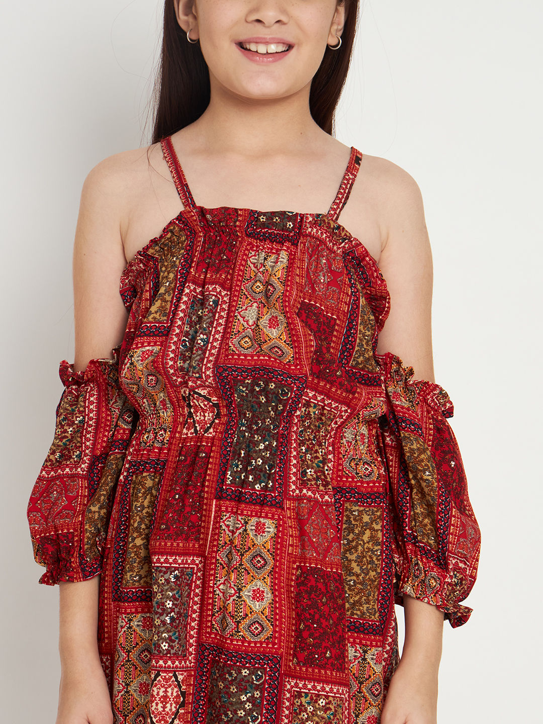 Frock Style Rayon Fabric Maroon Color Kurti With Pyjama