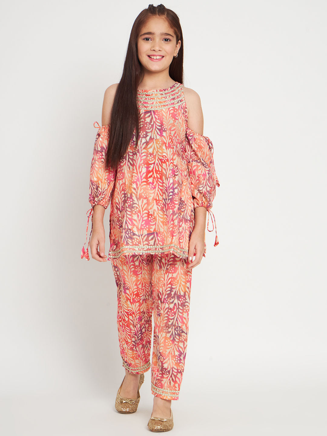 Straight Style Cotton Fabric Multi Color Kurti And Pyjama