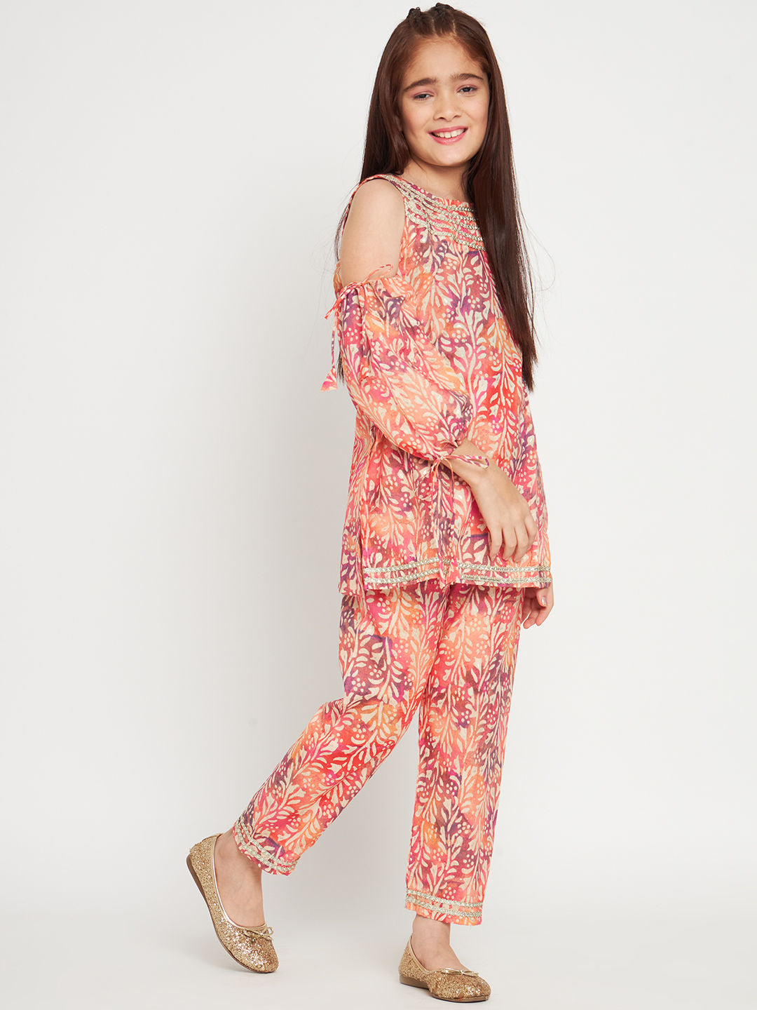 Straight Style Cotton Fabric Multi Color Kurti And Pyjama