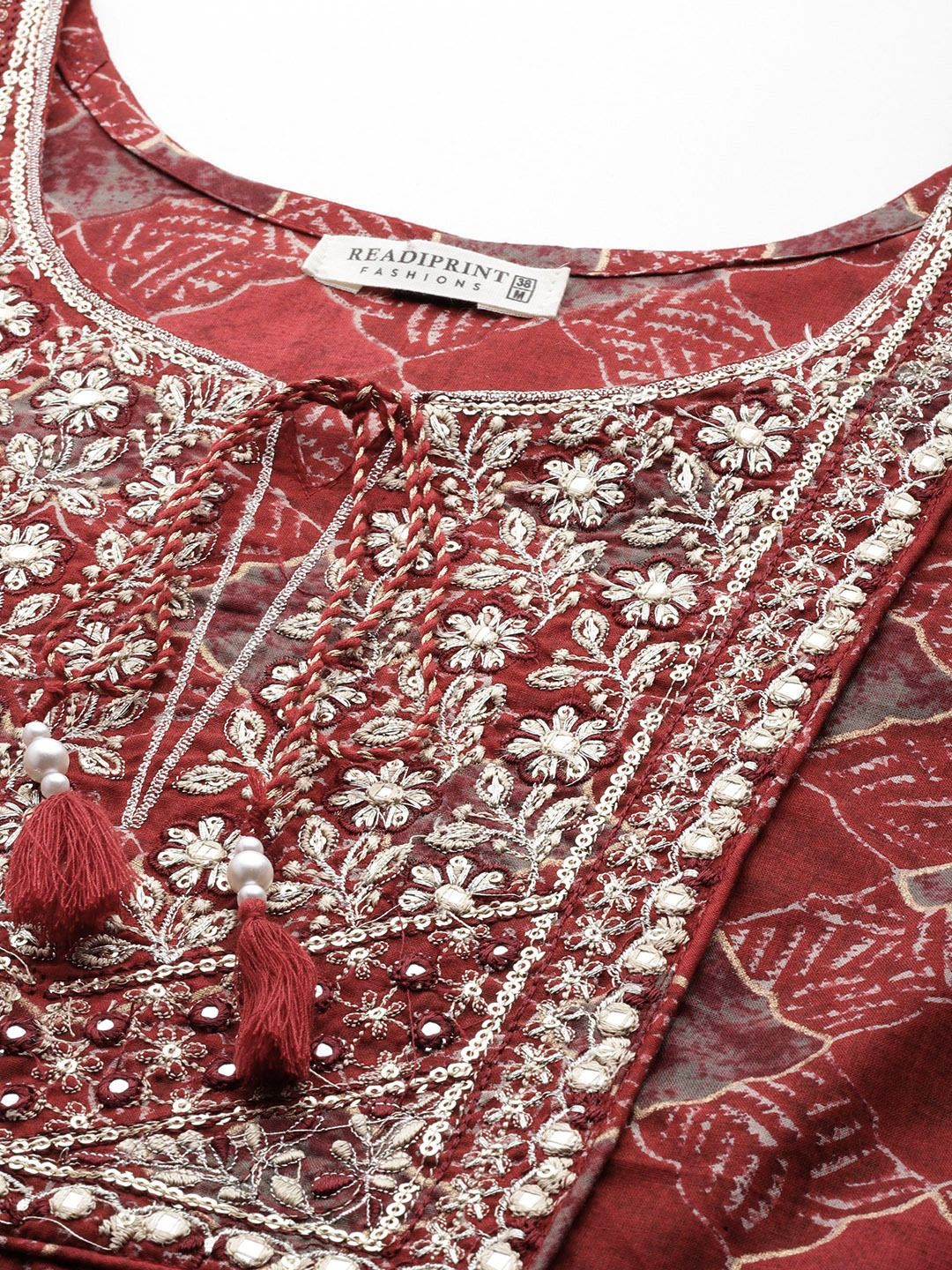 Straight Style Cotton Fabric Maroon Color Kurti And Bottom With Dupatta