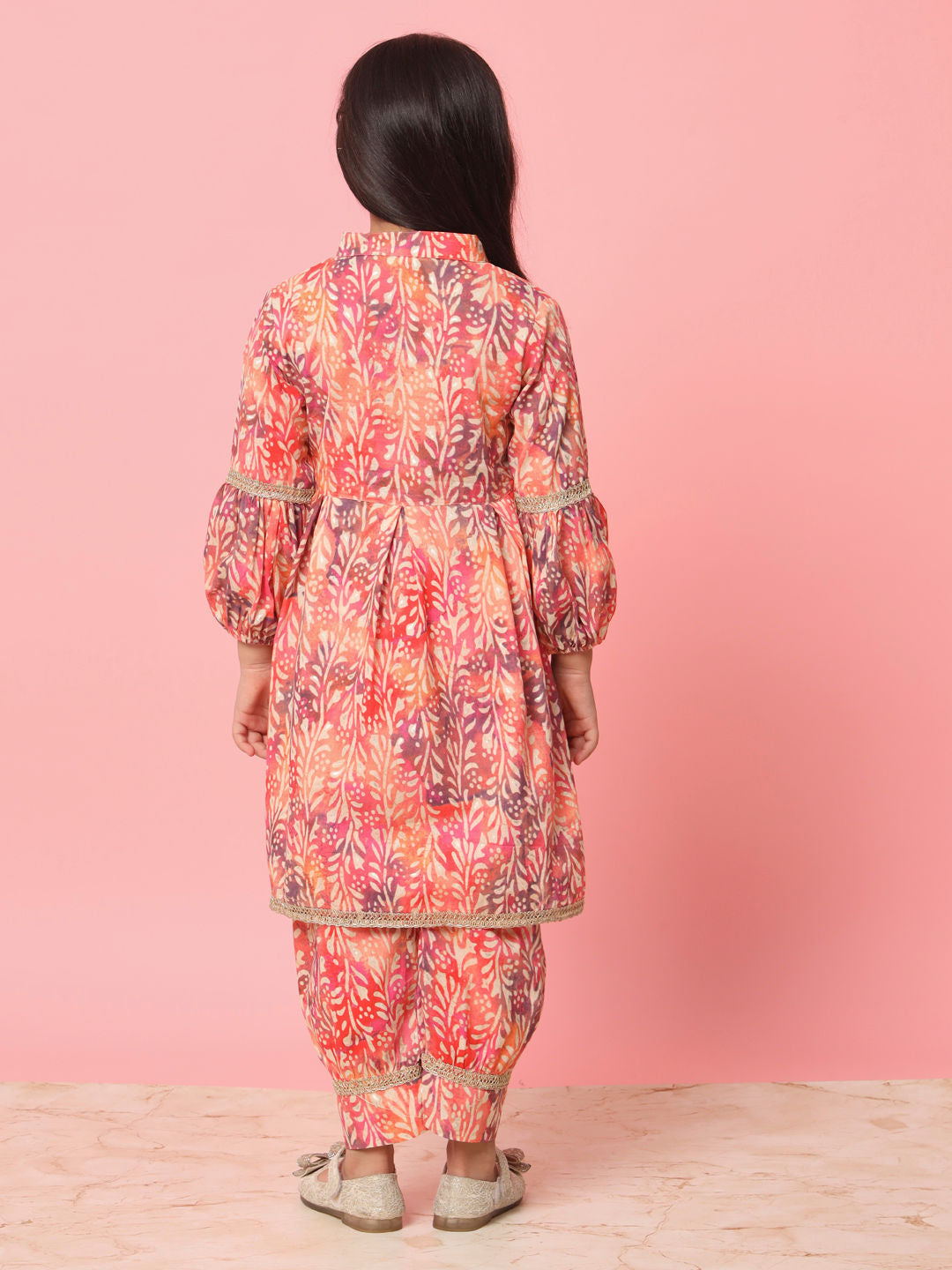 Frock Style Cotton Fabric Orange Color Kurti And Bottom