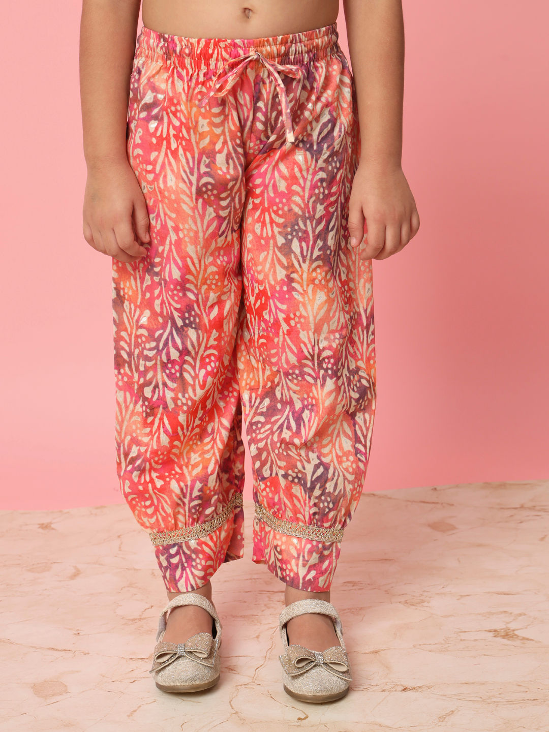 Frock Style Cotton Fabric Orange Color Kurti And Bottom