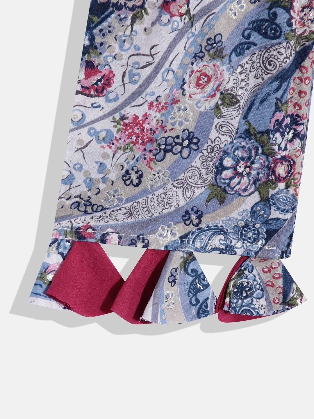 Shirt Style Cotton Fabric Blue Color Top And Bottom