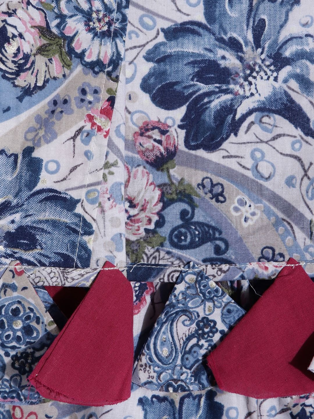 Shirt Style Cotton Fabric Blue Color Top And Bottom